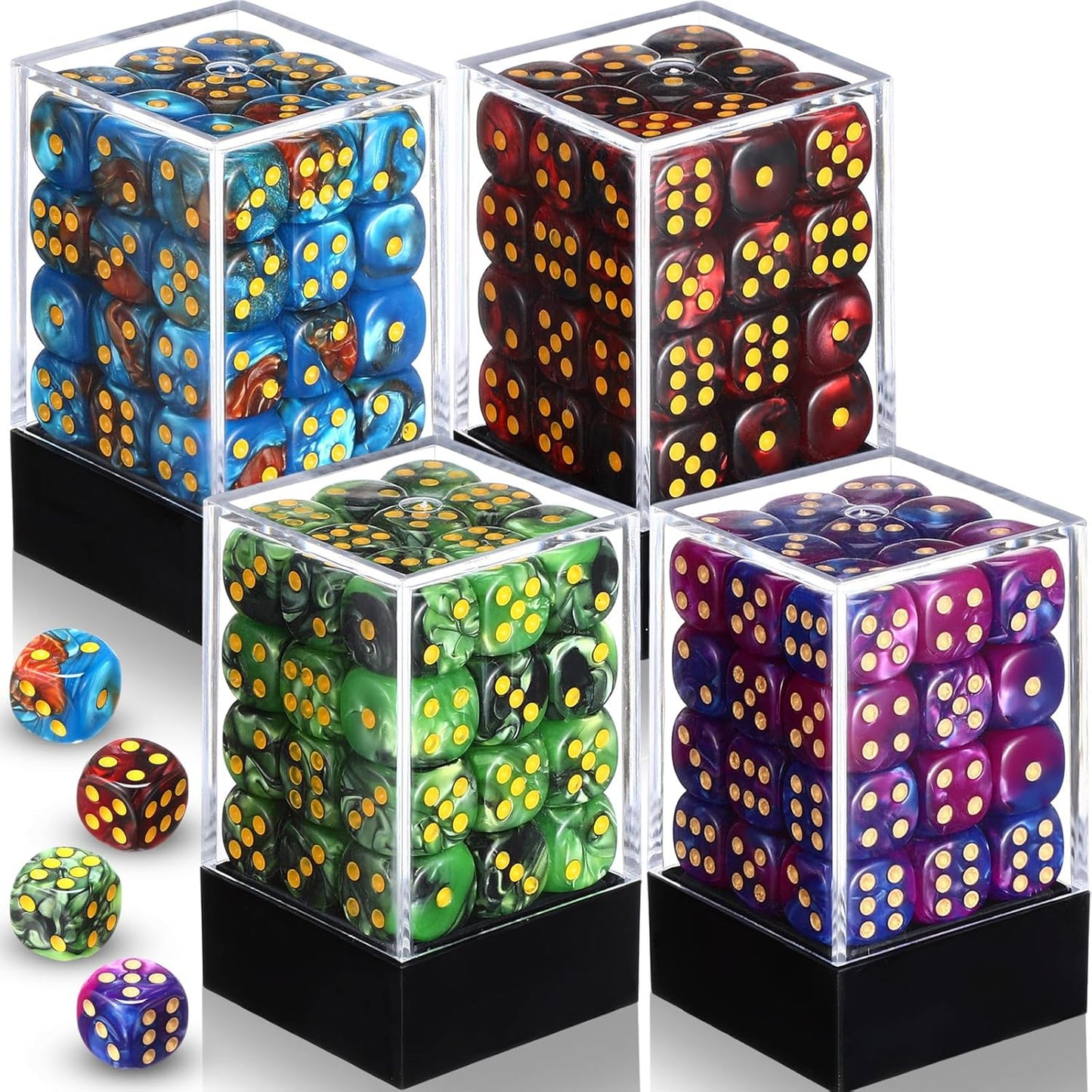 144 Pieces 12mm 6 Sided Mini Dice Set for School Classroom Table Games D6 Game Standard Dice with Portable Plastic Box for Teaching Math Learning