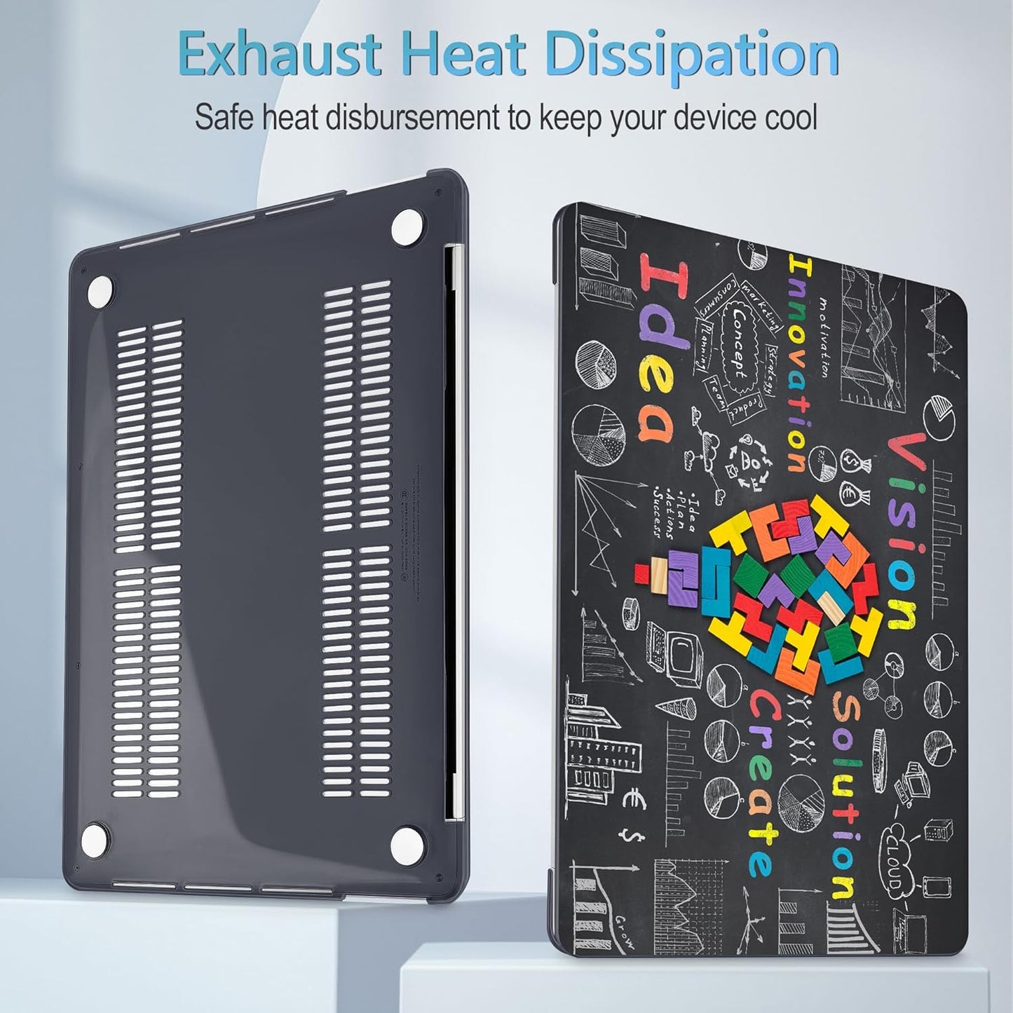 Mektron for MacBook Air 13 Case A1466/A1369 (2010-2017 Release), Snap-on Plastic Hard Shell Cover for MacBook Air 13.3 inch with Keyboard Cover,Geometric Blackboard