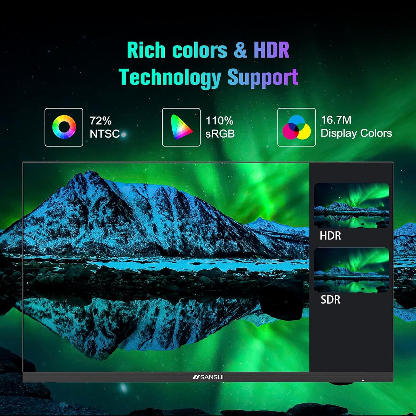 SANSUI Monitor 27 Inch 100Hz USB Type-C Computer Monitor, FHD 1920X1080P,Frameless Eye Care PC Office Monitor with HDMI, Adaptive Sync, HDR, VESA(100x100mm)（ES-27F2C HDMI Cable Included）