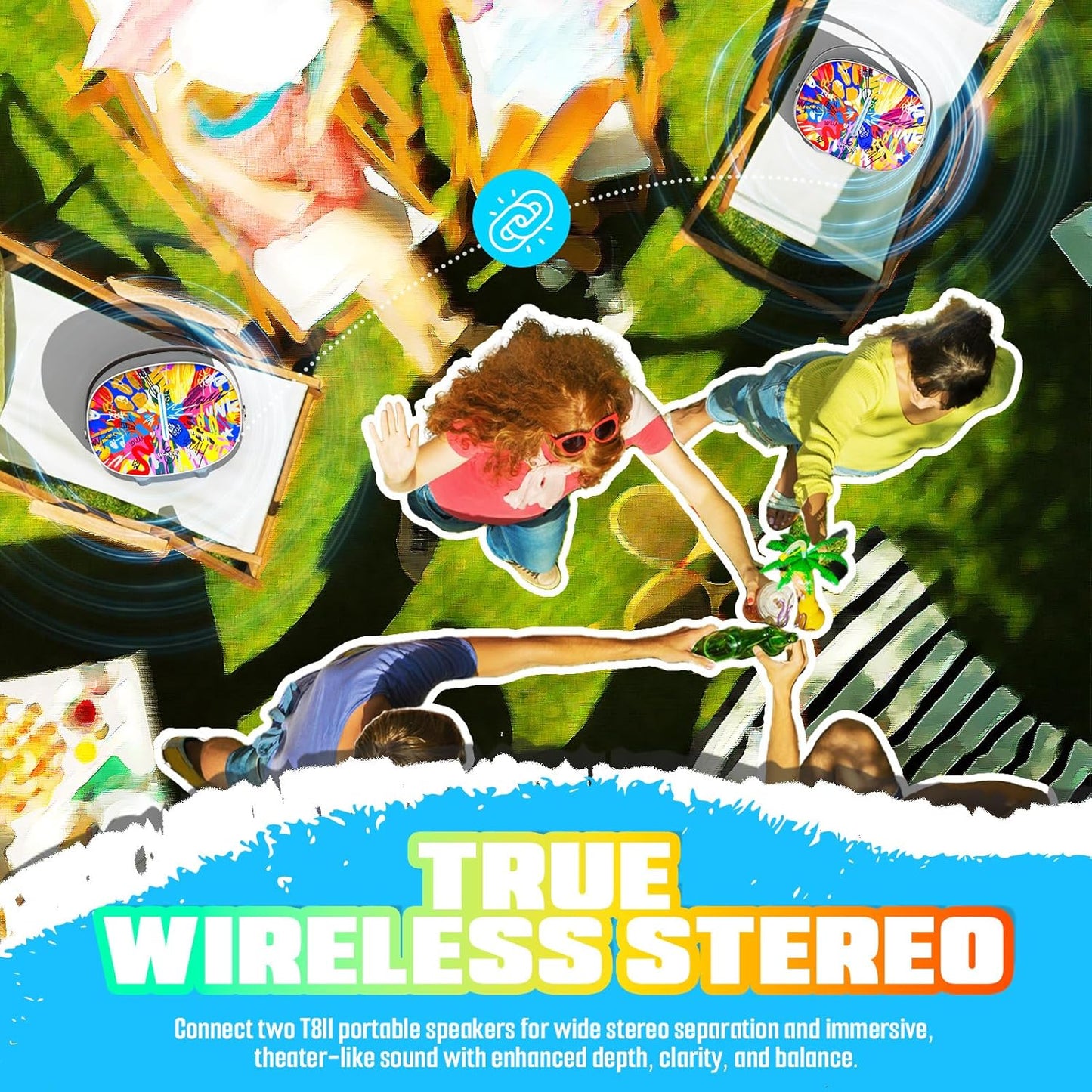 Bluetooth Speaker, W-KING T8II Portable Loud Speakers Bluetooth Wireless, 96W Max Party Large Outdoor Speaker Boombox Subwoofer, Heavy Bass/Crystal Clear Sound/Fast Charging/LED/BT5.4/AUX/USB Playback