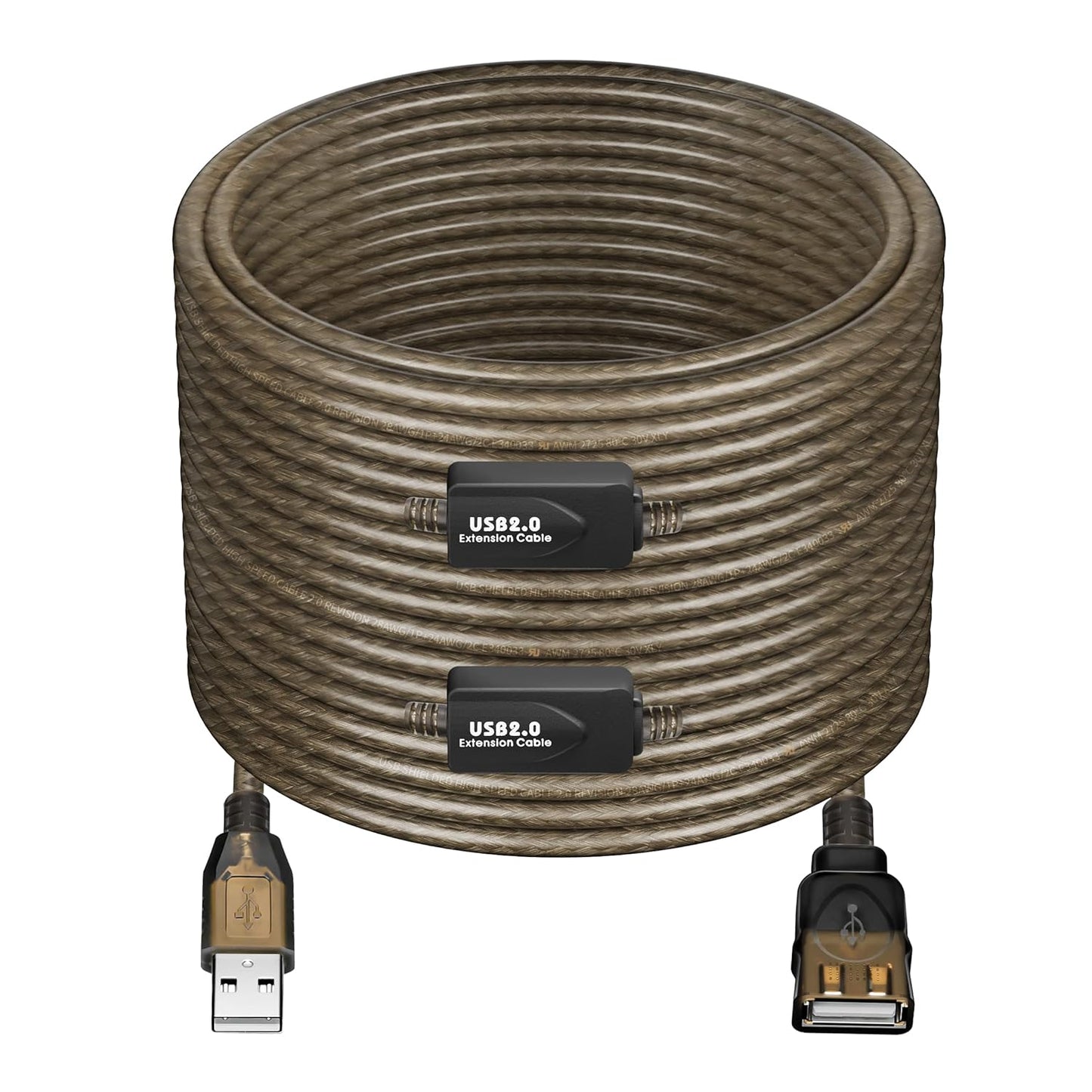 75 FT USB Extension Cable, USB 2.0 Type A Male to A Female Active Repeater Extension Cable 75 ft, High Speed 480 Mbps