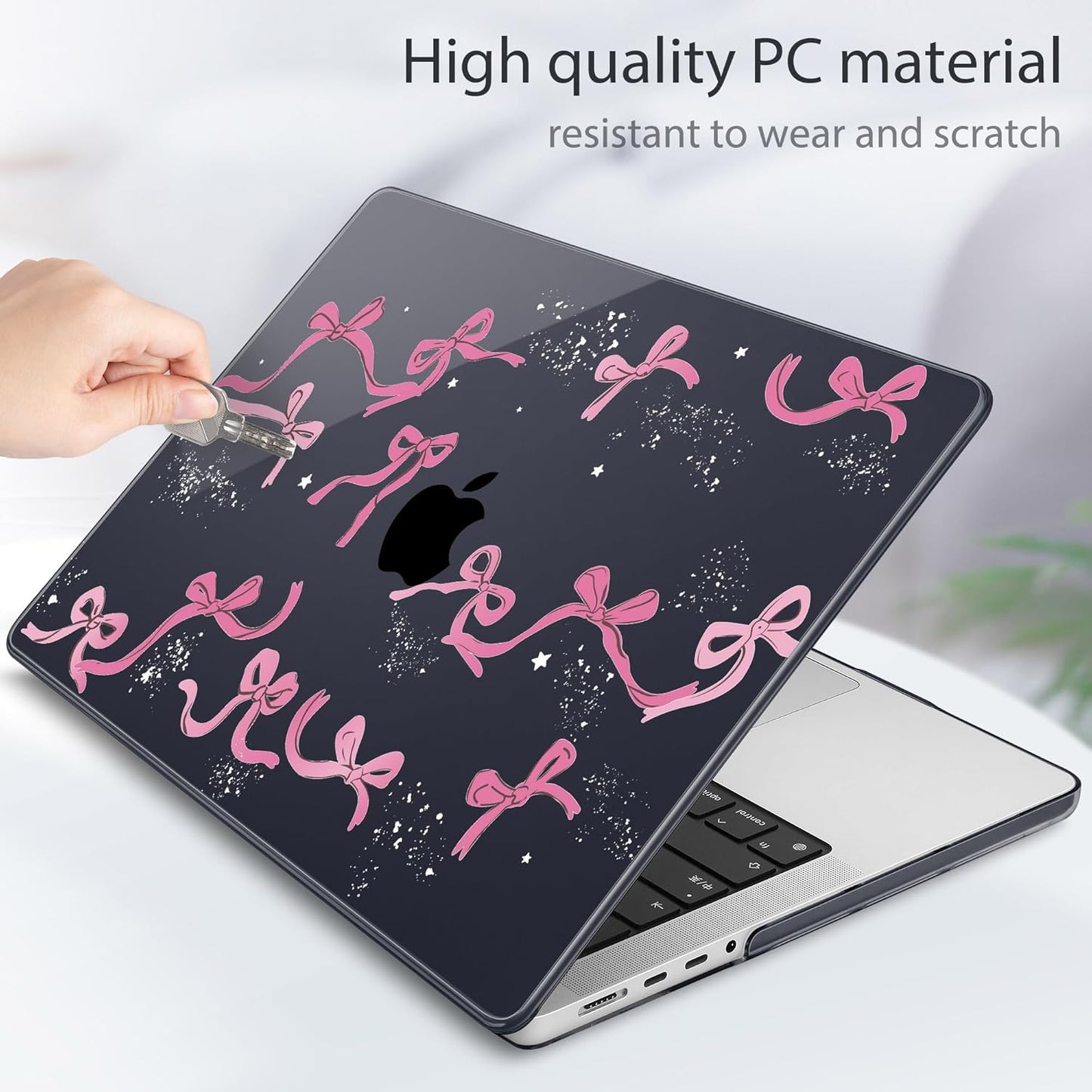 Tuiklol for MacBook Pro 14 Inch Case 2024-2021 Release M4 A3112 A3401 A3185/M3 A2918 A2992/M2 A2779/M1 A2442 Pro/Max,Hard Shell Case with Keyboard Cover & Screen Protector for Touch ID,Bow-2