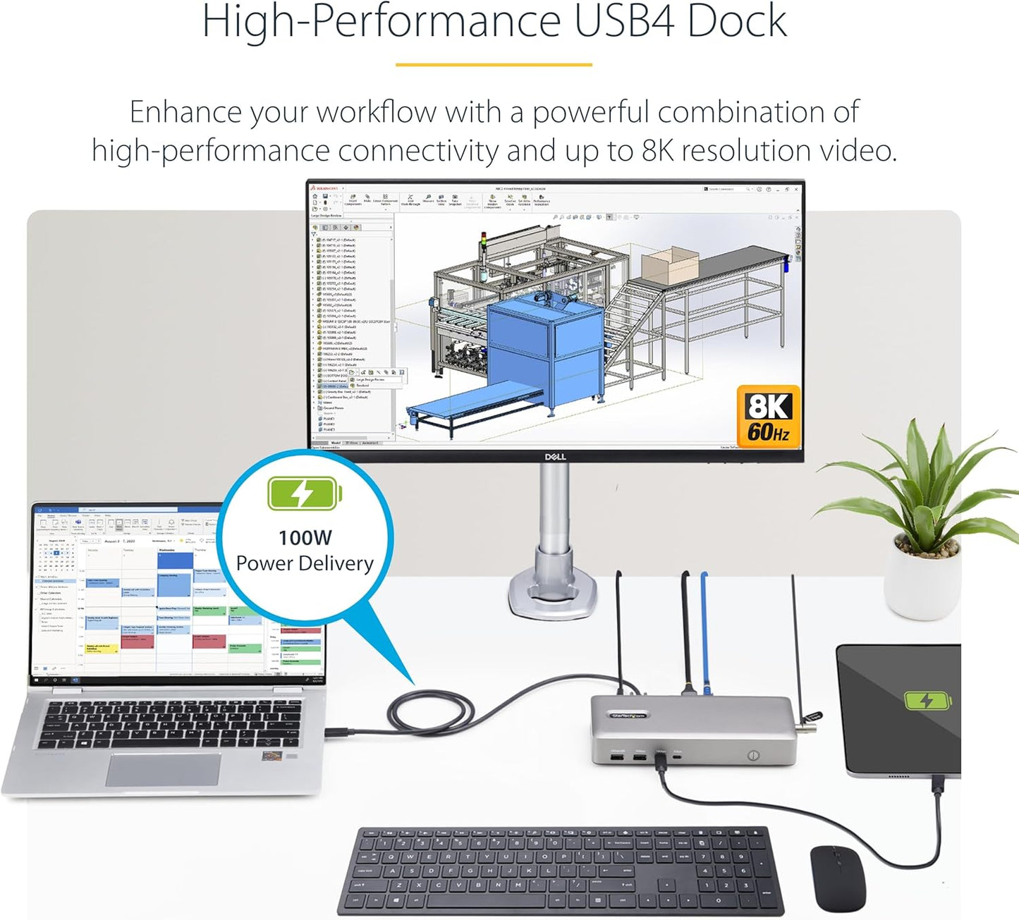 StarTech.com USB-C Docking Station (10-in-1, USB4), Up to 100W Charging for Laptop, 40Gbps Data Transfer, 2.5Gb Ethernet, Single 8K, Dual 4K Display, 6X USB (Not MacOS Compatible)