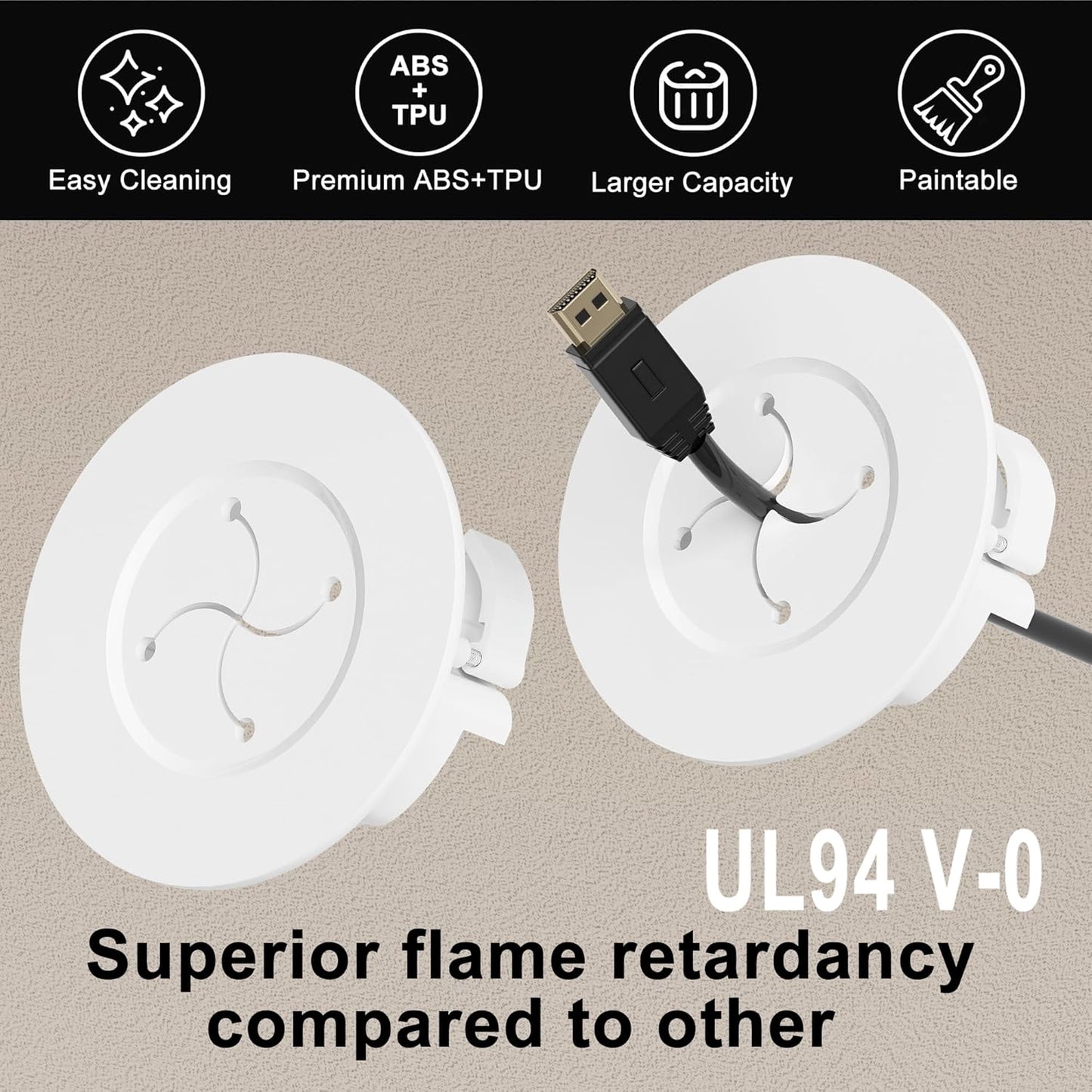 Cord Hider for Wall Mount TV, in Wall Cable Management Kit for Large Capacity, Wall Cable Hider Behind The Wall, Cable Raceway White Includes Hole Saw Dril Attachment - 2 Pass Locking Brackets