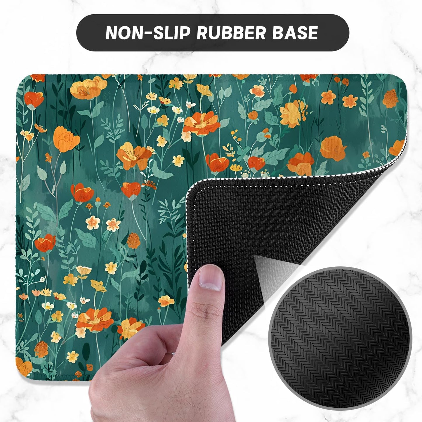 ITNRSIIET Mouse Pad with Stitched Edge Premium Textured Smooth Precise Operation Waterproof Washable Non-Slip Rubber Base Desktop Protection Mat, 10.2×8.3×0.12 inches, Beautiful Flowers