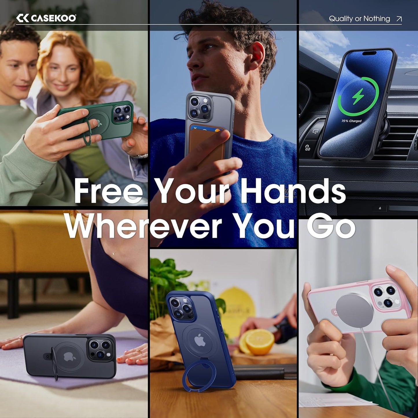 CASEKOO Designed for iPhone 15 Pro Case with Magnetic Invisible Stand [Military Drop Protection] [Compatible with MagSafe] Shockproof Slim Translucent Matte Pro Case 6.1 Inch, Pink