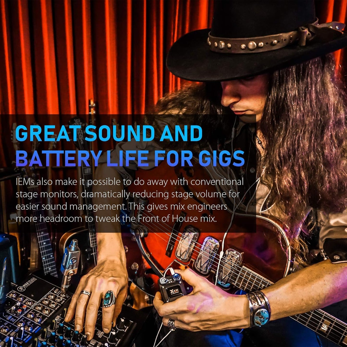 Xvive U4 Wireless in-Ear Monitor System Transmitter and Beltpack Receiver Personal IEM for Studio, Band Rehearsal,Live Performance