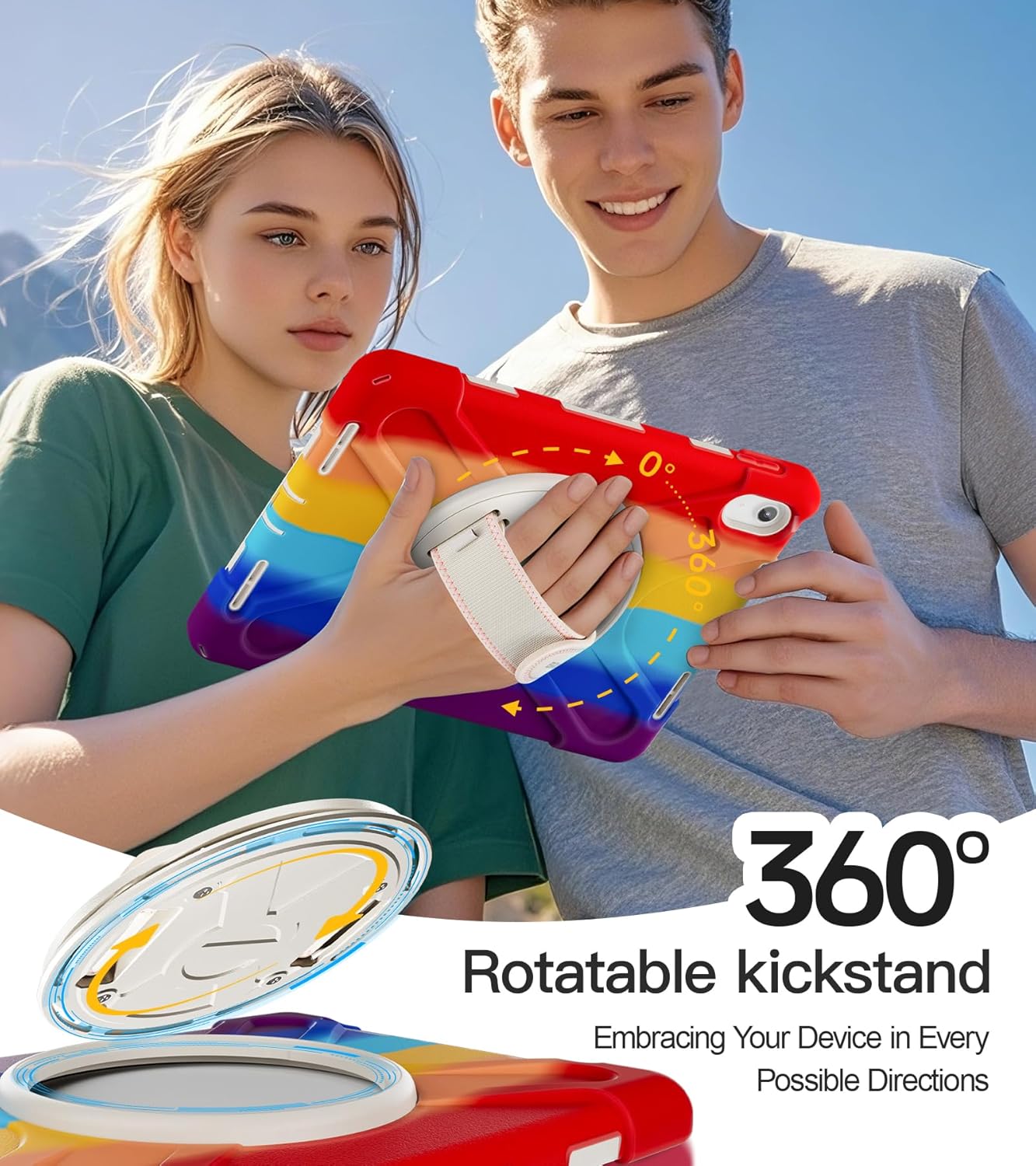 BRAECN for iPad (A16) 11th/10th Generation case 11/10.9 inch 2025/2022 Heavy Duty Shockproof Protective with Pencil Holder Screen Protector 360°Rotating Stand Handle & Shoulder Strap Full Body Cover