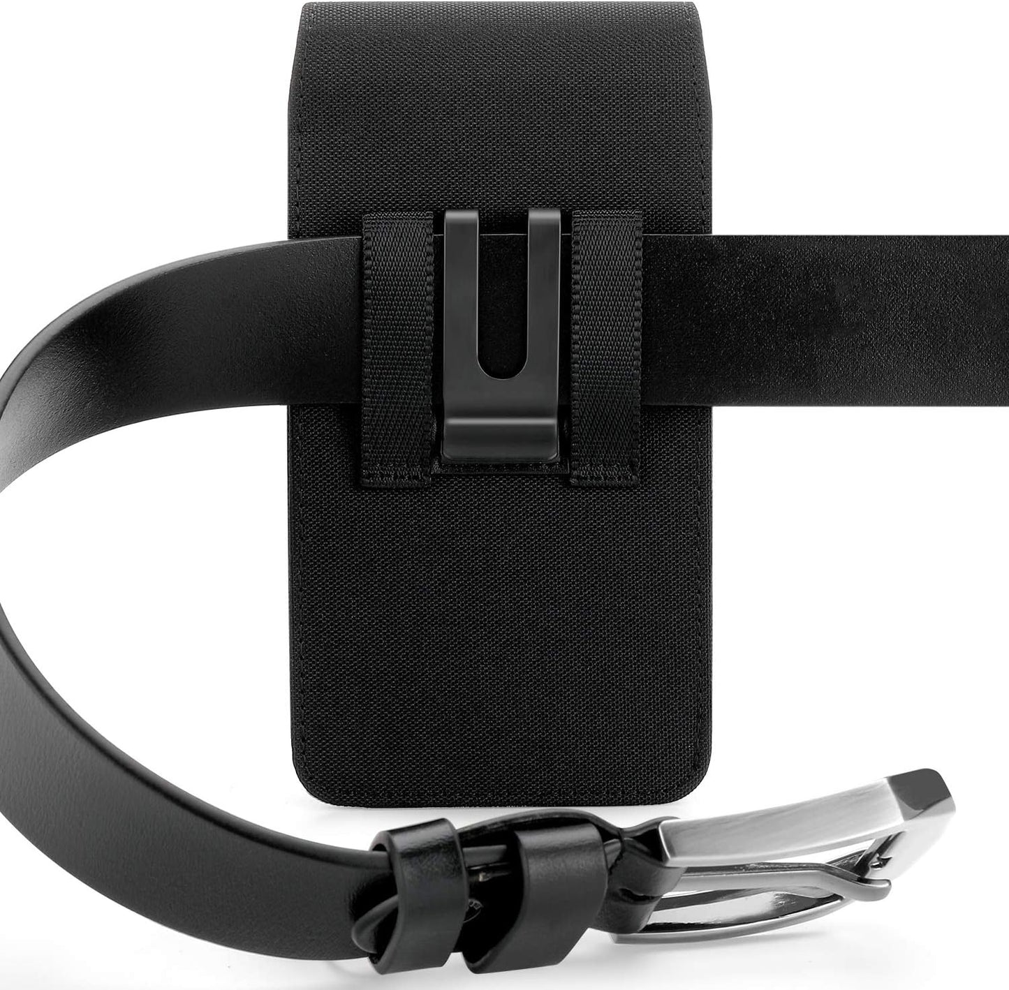 BECPLT Nylon Cell Phone Holster Case with Belt Clip - Fits iPhone 12/13/14 Pro, X, Xs, 10, Galaxy S21/S22/S23, Pixel 4/5, LG G4/G5/G6 (With Thin Case On)