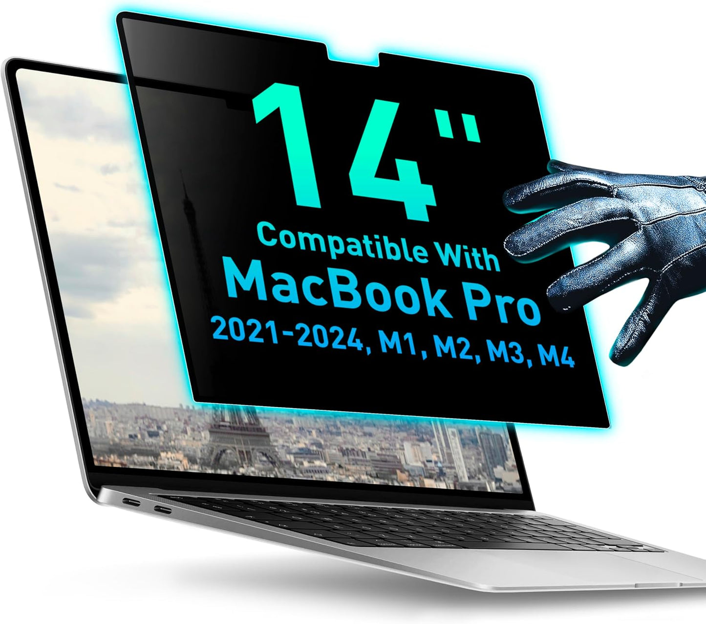 Magnetic Privacy Screen Compatible with MacBook Pro 14" 2021, 2022, 2023, 2024, M1, M2, M3, M4 Anti-Blue Light Laptop Screen Protector Filter Blue Light Blocking Filter