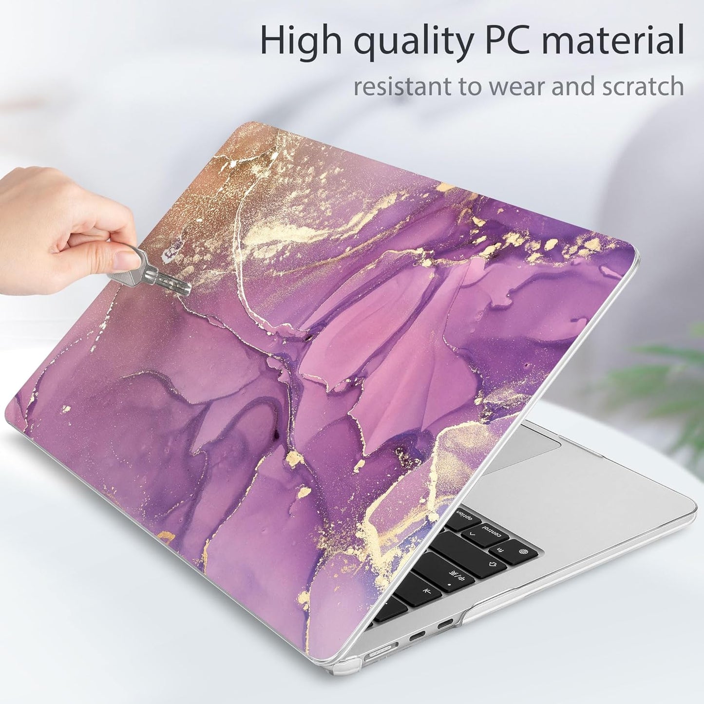 May Chen for MacBook Air 13.6 inch Case A3240 M4 A3113 M3 A2681 M2 with Retina Dispaly, 2025 2024 2023 2022 Release, Plastic Hard Shell Case with Screen Protector & Keyboard Cover, Purple Marble