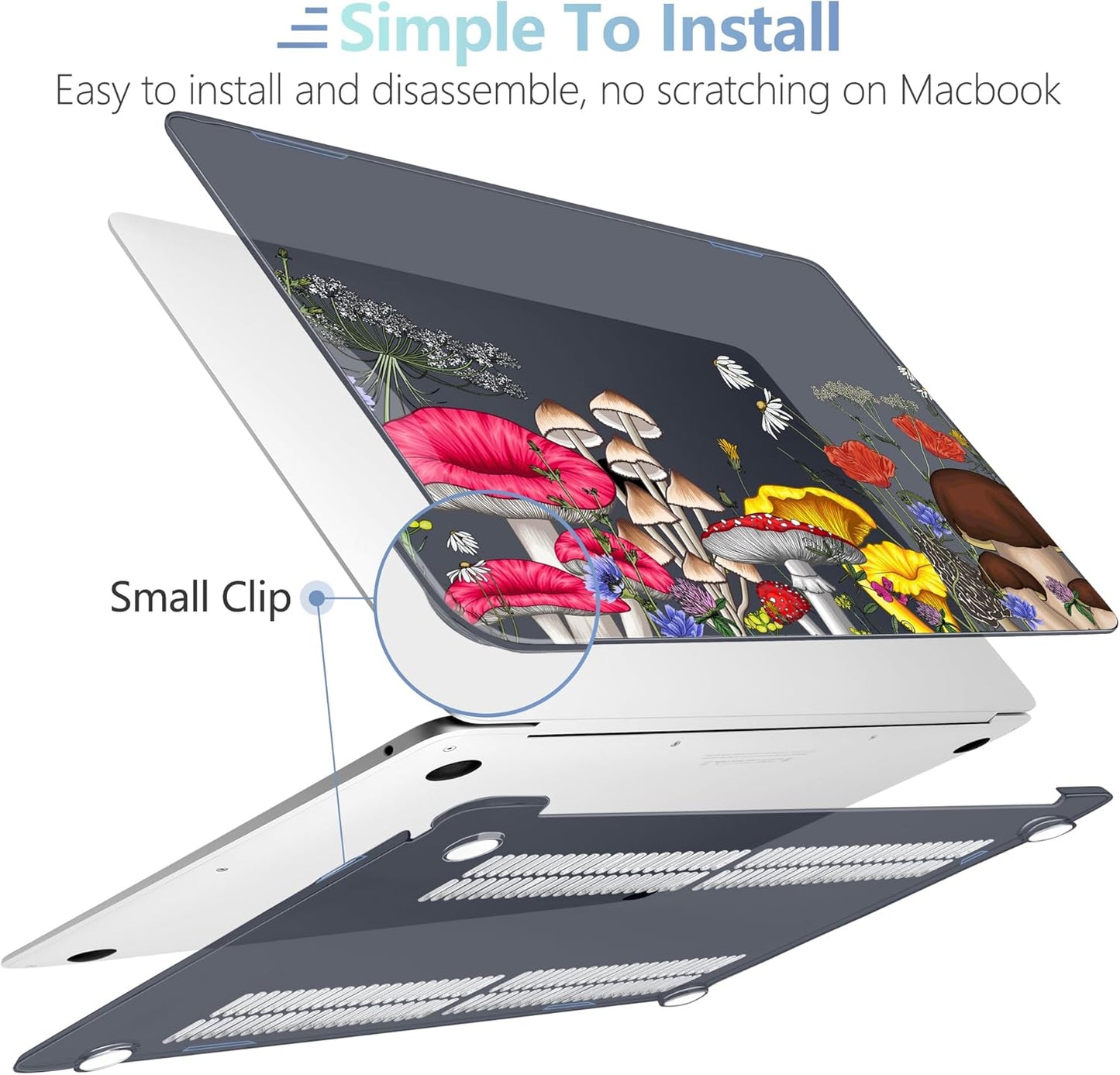 MEEgoodo for MacBook Air 13 inch Case 2021 2020 2019 2018 Released A2337 M1 A2179 A1932 with Touch ID, Plastic Hard Shell & Keyboard Cover Compatible with MacBook Air Case 13.3, Forest of Mushrooms