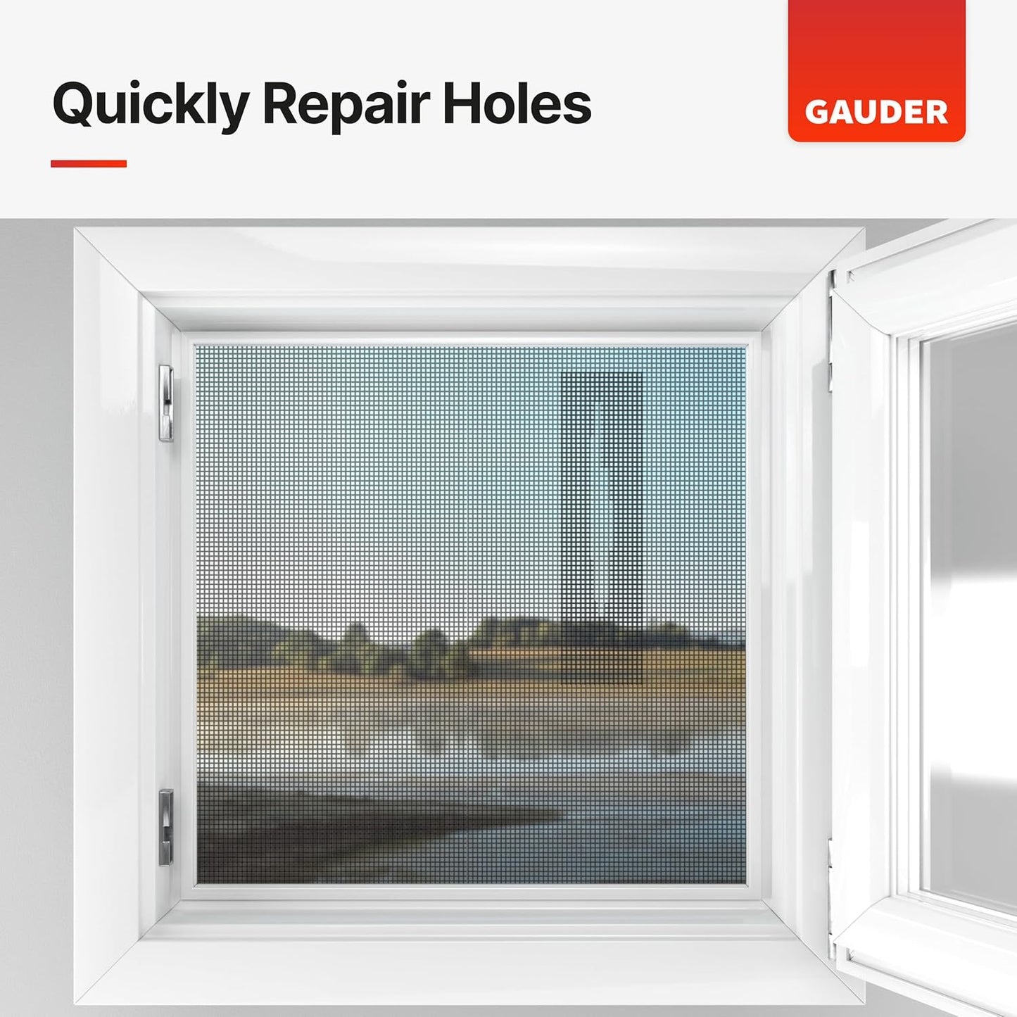 GAUDER Fly Screen Repair Tape - Insect Screen Repair Set Made from Fiberglass Self-Adhesive - Patch for Door, Porch Door and Window (3.3 ft x 2 inches - Black)