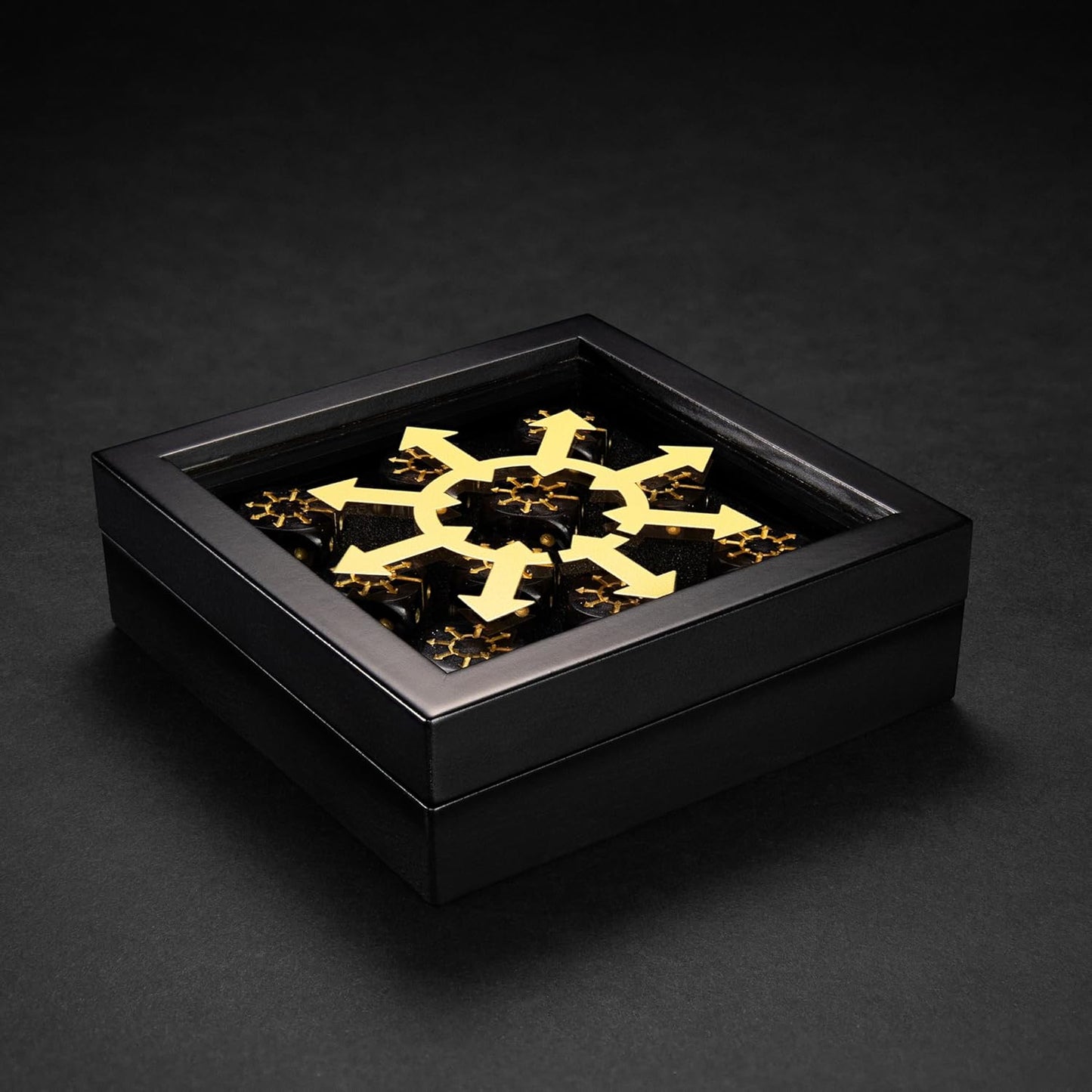 D6 Dice Set – 10× Six-Sided Resin Dice with Themed Designs – 16mm Tabletop for Wargames, RPGs, MTG, and Board Games (B-Dice in Wooden Box, Chaos Dice Set)