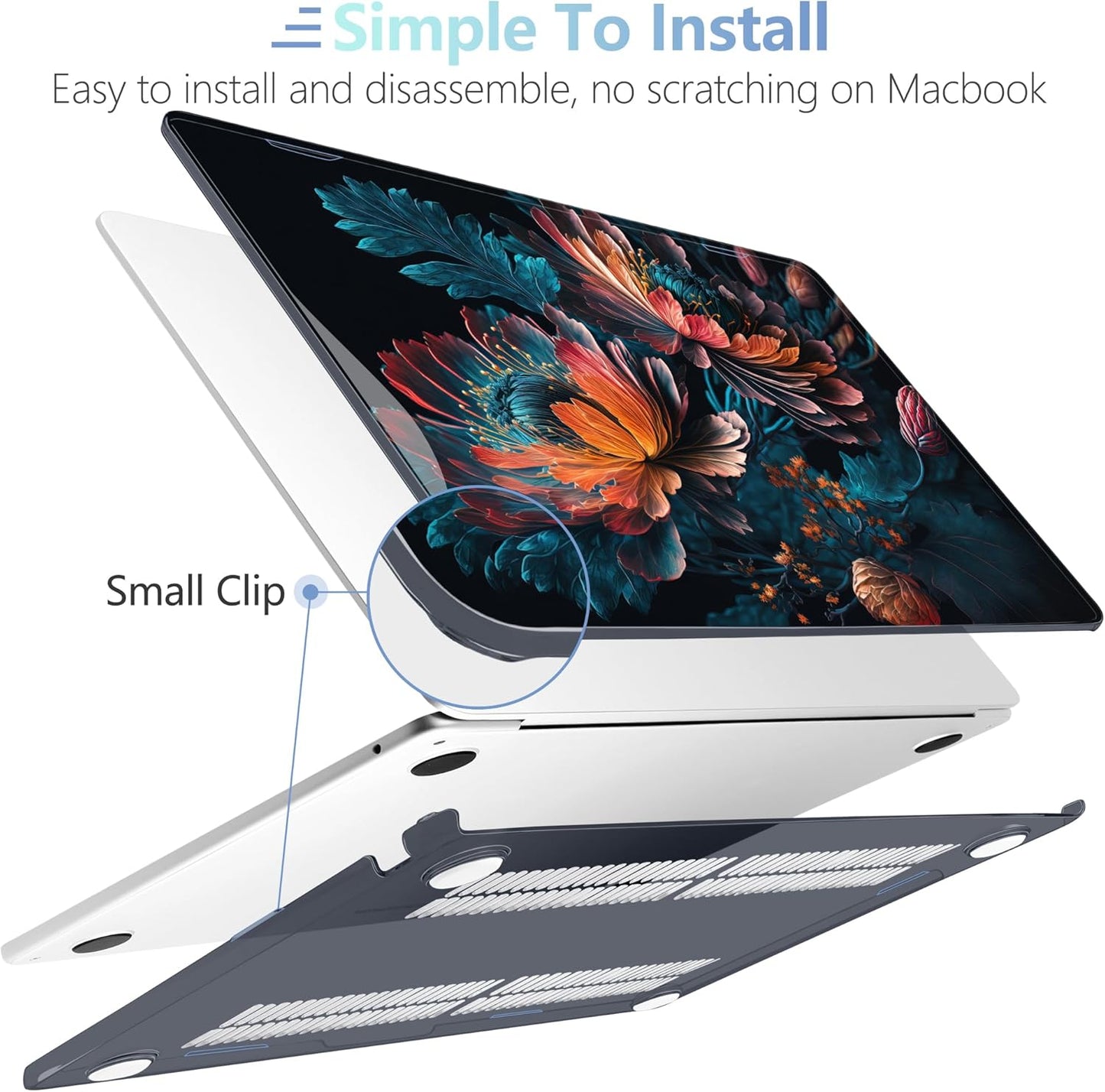 MEEgoodo for M4/M3/M2 MacBook Air 15.3 inch Case 2025 2024 2023, Case Fit Model (A3241/A3114/A2941) for MacBook Air 15 inch, Laptop Hard Shell with Keyboard Cover, Bunch Flowers