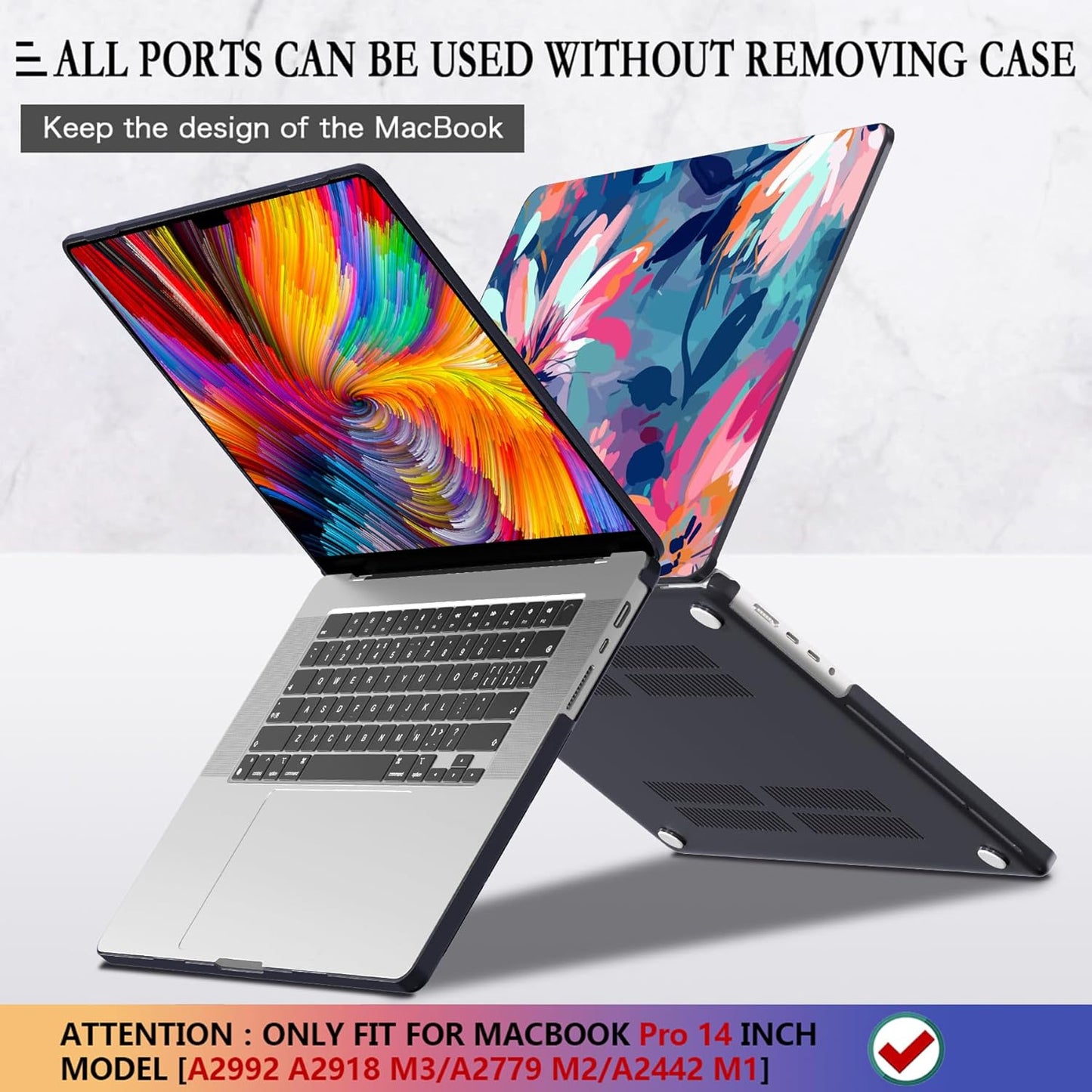 CISSOOK Compatible with MacBook Pro 14 inch Case 2024, 2023 2022 2021 Release M4 A3112 A3185 A3401 M3 A2992 A2918 M2 A2779 M1 A2442 Pro/Max Chip, Plastic Hard Case &Keyboard Cover, Muti-color Painting