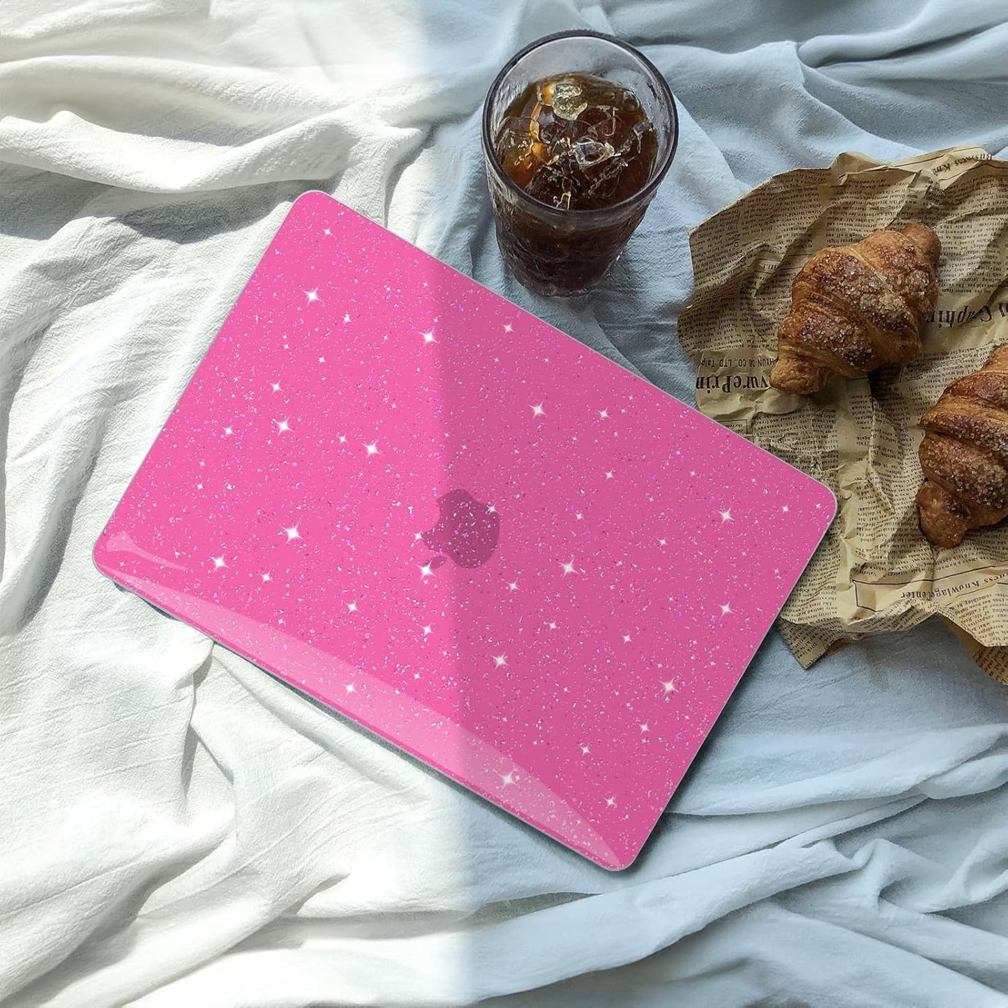 Anban Compatible with MacBook Pro 13 inch Case M2 M1 2025-2016 A2338 A2251 A2289 A2159 A1989 A1706 A1708, Plastic Hard Shell+Keyboard Cover+Screen Skin for MacBook Pro 13.3 inch Case, Shiny Hot Pink