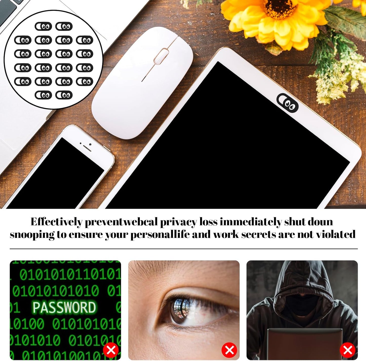 20 Pcs Webcam Cover Slide, 0.023 Inch Ultra Thin Universal Laptop Camera Cover Slide Webcam Covers Cameras Blocker Slider Camera Cap for Laptop, Computer, Great for Privacy