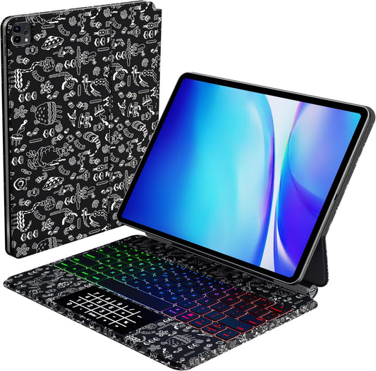 Keyboard Case for iPad Air 11 inch M2/M3 & iPad Pro 11 inch (1st/2nd/3rd/4th Generation) & iPad Air 4th/5th Gen 10.9" Magic Magnetic Keyboard Case with Multi-Trackpad 7 Color Backlit (Black)