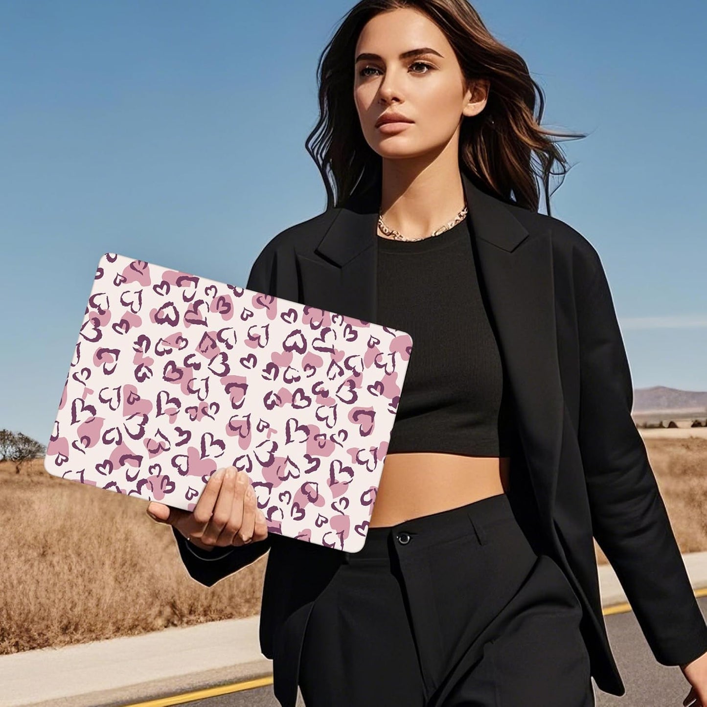 Mektron for 2025 MacBook Air 15 inch M4 Case A3241/ 2024 M3 A3114/ 2023 A2941 M2 Hard Printed Case with 15.3 Liquid Retina Display Touch ID, Plastic Hard Cover & Keyboard Skin- Heart Art