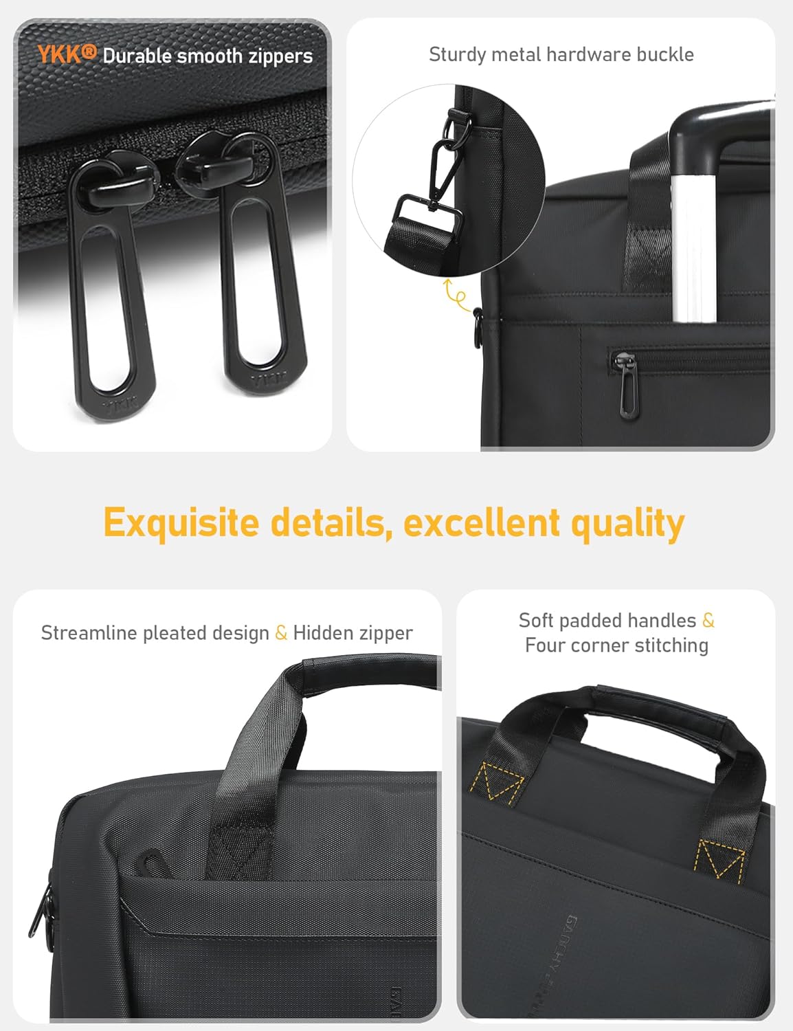 13-14 Inch Laptop Shoulder Bag Business Briefcase Water Resistant Computer Messenger Bags Compatible with MacBook Pro 14, MacBook Air 13 M4, HP, Dell, ASUS Notebook, Black