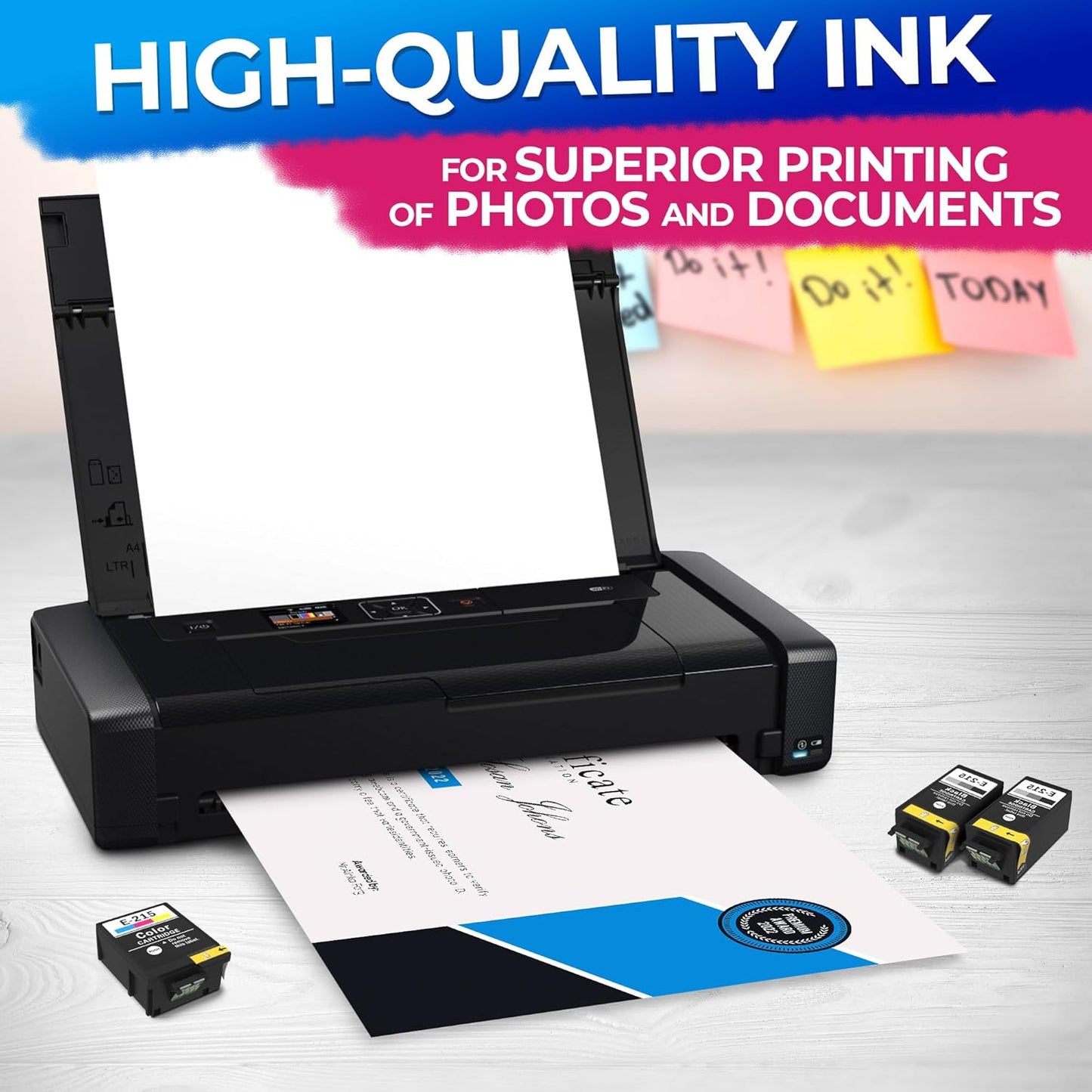 5-Pack Compatible Ink Cartridges – Includes 3 Black and 2 Tri-Color | Easy-to-Install Replacements for Inkjet Printers | Reliable Printing Performance, Vivid Colors, Sharp Tex