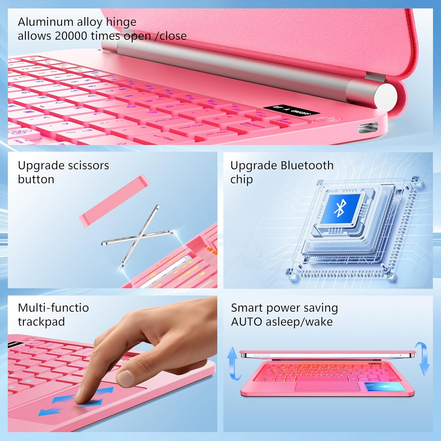 Keyboard Case for 2023 Model 12 inch iPad pro/iPad Air (4th /5th Generation) 2024 Model 12 inch iPad pro/iPad AirEasy-Set Floating Cantilever Stand Magic Magnetic Backlit-Multi-Touch Trackpad