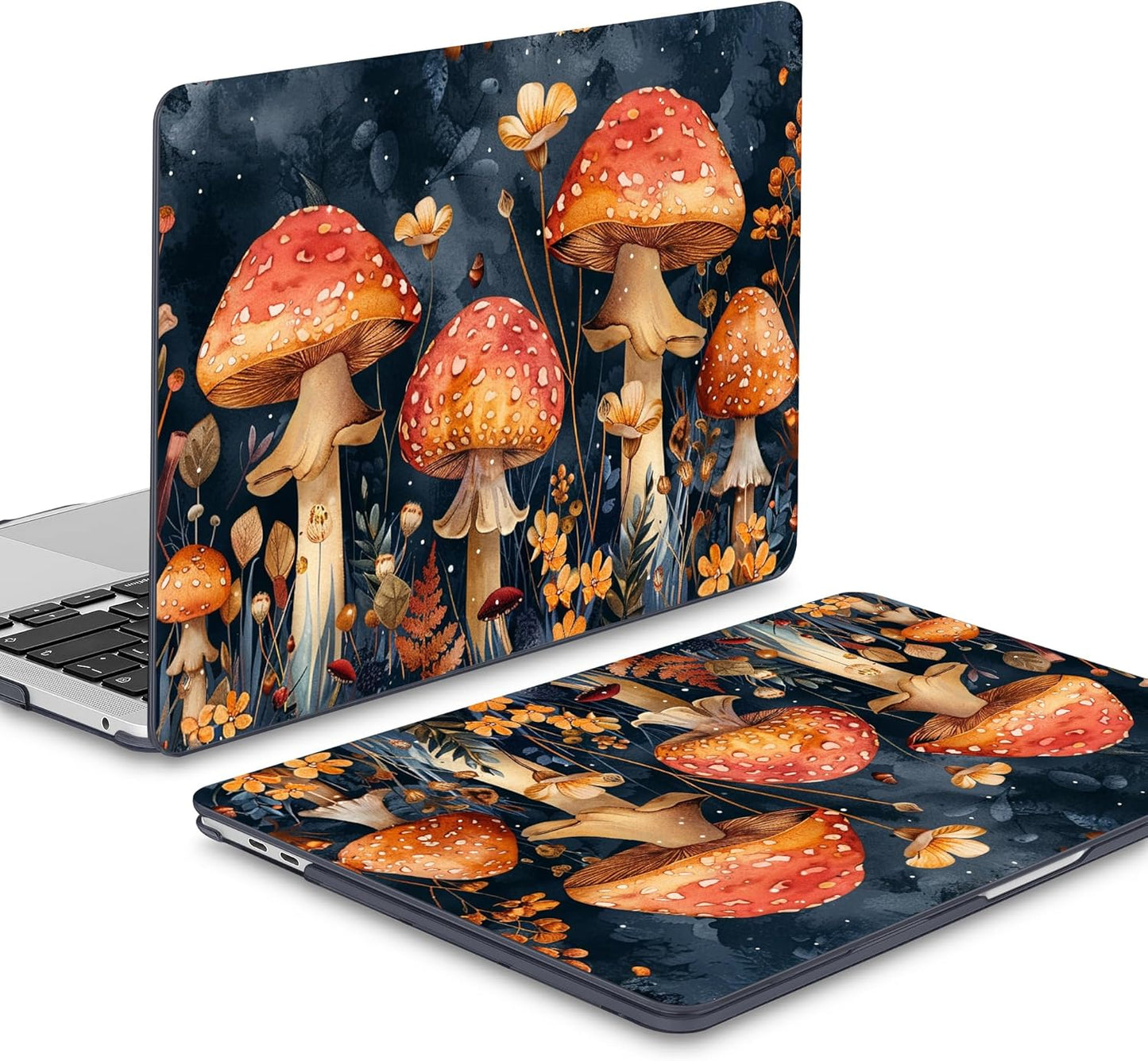 Mektron for MacBook Air 13 Case A1466/A1369 (2010-2017 Release), Snap-on Plastic Hard Shell Cover for MacBook Air 13.3 inch with Keyboard Cover, Mushrooms