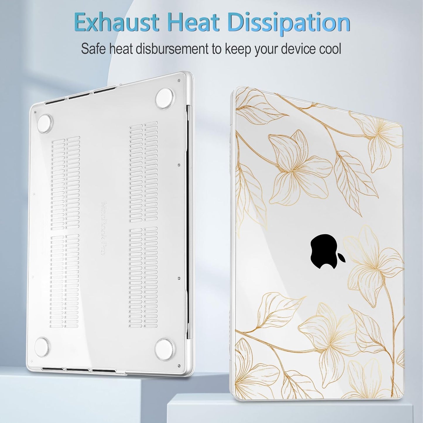 Mektron Case for MacBook Pro 16" M4 A3403 A3186 M3 A2991 M2 A2780 M1 A2485 (2021/2023/2024) Pro/Max with Touch ID, Hard Shell Plastic Laptop Cover Keyboard Cover Screen Protector, Flower S718