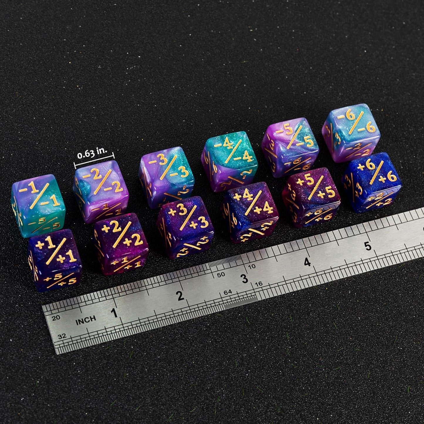 48 PCS MTG Counter Dice Magic The Gathering Counters Status Tokens Starry Sky Life D6 Dice Set for MTG Cards Game Night Accessories (Turquoise&Lilac, Navy&Purple)