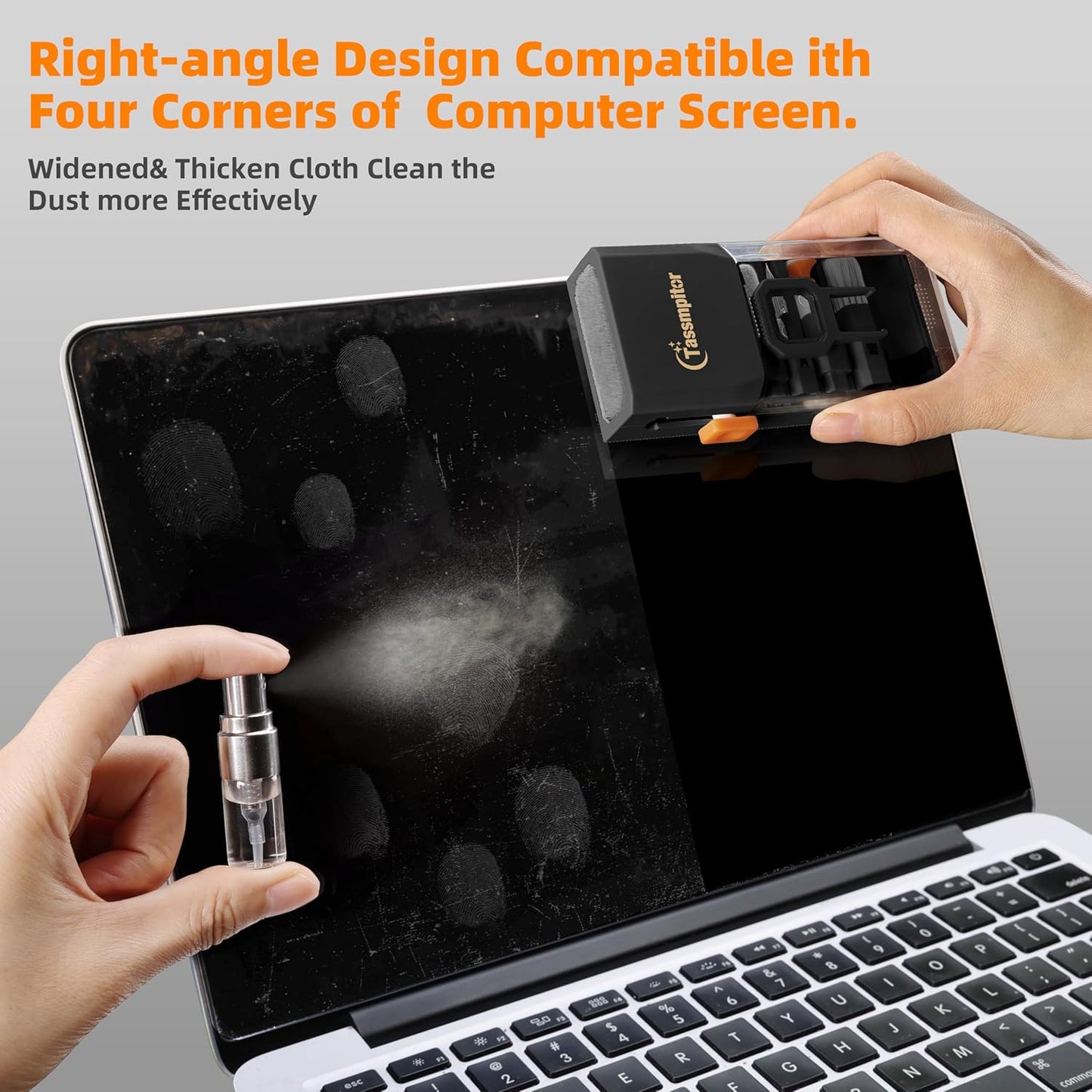 Keyboard Cleaning Kit Keyboard Cleaner, All in One Computer Screen and Laptop Cleaner, Compact Portable Electronic Laptop Cleaning Kit with Soft Brush and Spray for MacBook iPad iPhone Earbud, Black