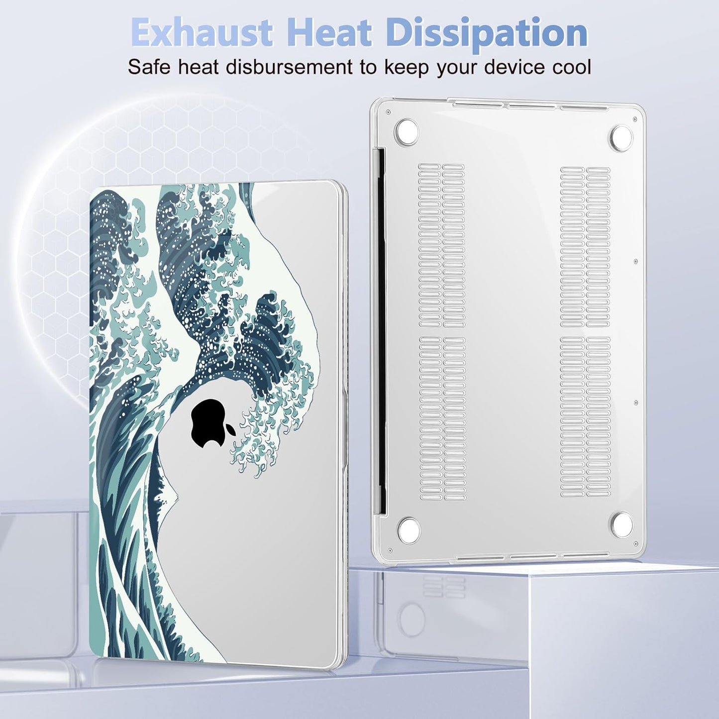 May Chen Compatible with MacBook Pro 13 inch Case 2022 2021 2020 Release Models A2338 M2 M1 A2251 A2289, Plastic Hard Shell Case for MacBook Pro 13 Inch with Touch Bar Fits Touch ID, Great Wave