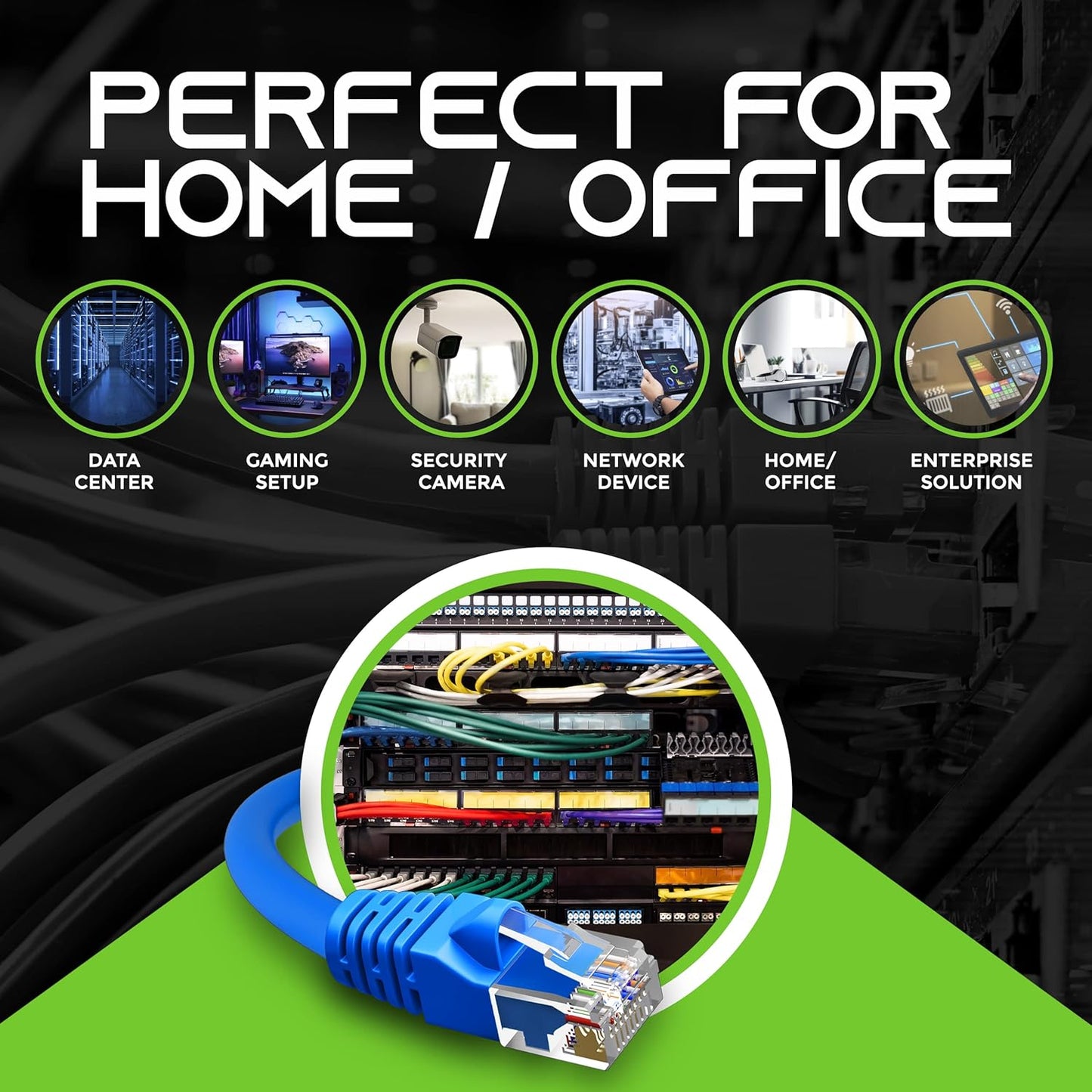 GearIT 24-Pack, Cat5e Ethernet Patch Cable 1 Foot - Snagless RJ45 Computer LAN Network Cord, Blue - Compatible with 24 48 Port Switch POE Rackmount 24port Gigabit