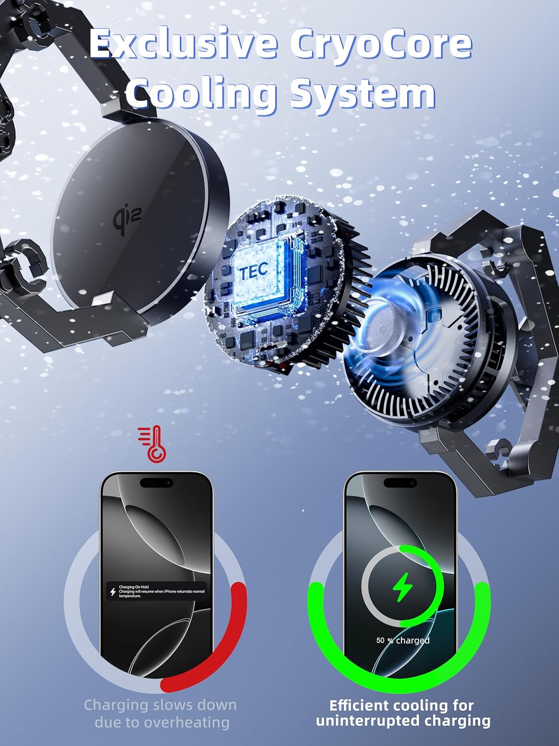 2025 New TRIBONE 3 in 1 Magsafe Wireless Charger Stand for iPhone 16 Charger, Qi2 Certified 15W Wireless Charger, Fast Cooling Charger Station for iPhone 16/15/14/13/12, for Apple Watch, AirPods