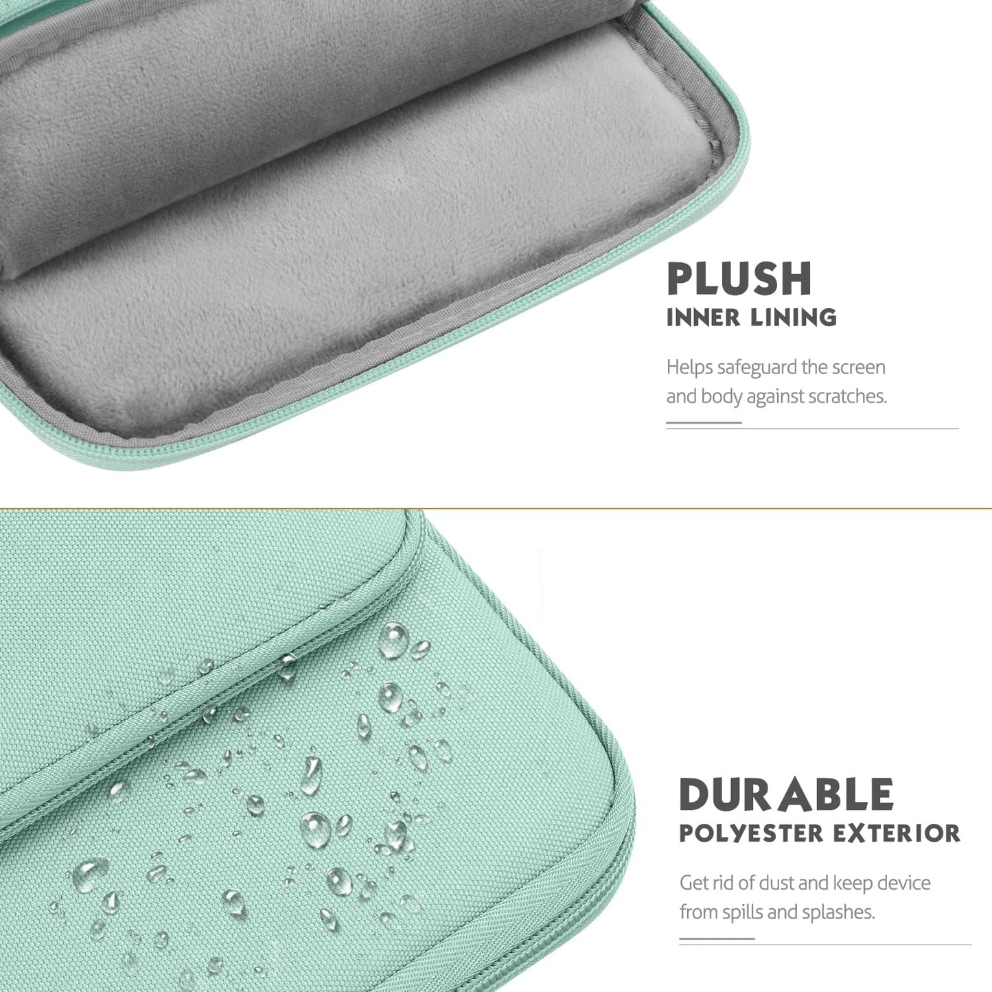 MoKo Laptop Sleeve Bag for 13.3-14 Inch, Notebook Carrying Case with Pocket Fits MacBook Pro M2 14/13/M1/Max 14.2/Air 13.6" M3/M2 2024/2022, Surface Pro 9/8 13", Mint Green