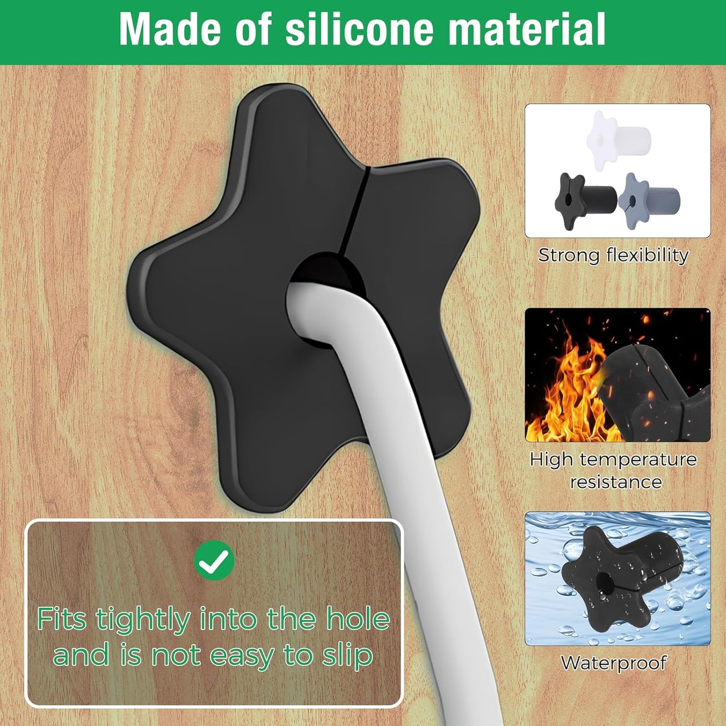 6pc Starlink Cable Grommet 5/8" Silicone Waterproof Wall Hole Pass Through Split Cable Bushings for TV Wire Ethernet Cord, Starlink Cable Routing Kit Accessories, 27.6mm/1.09" Ht, Black