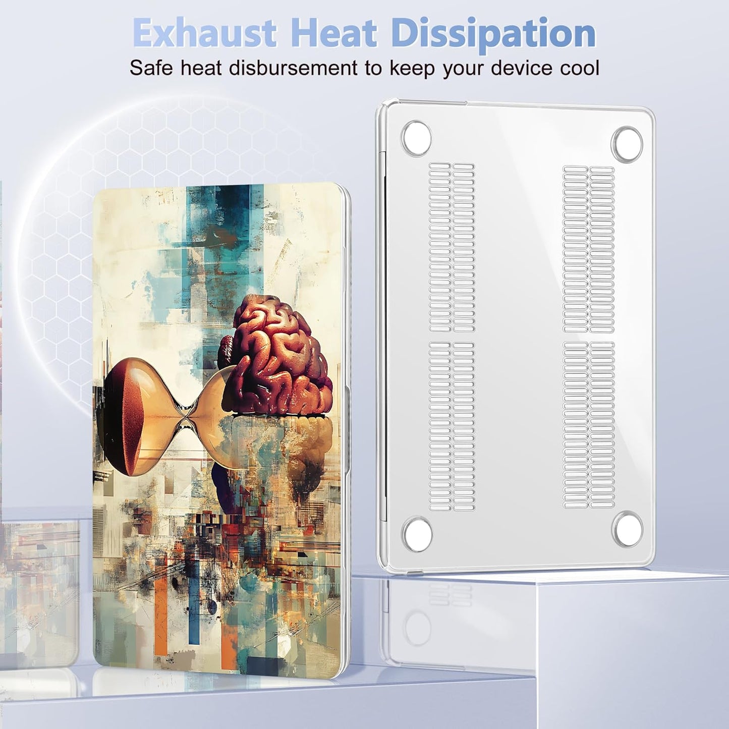 Case for MacBook Air 15 Inch 2025 2024 2023 Release M4 A3241 M3 A3114 M2 A2941, Hard Shell with Screen Protector & Keyboard Cover, Compatible with Touch ID, Brain & Hourglass