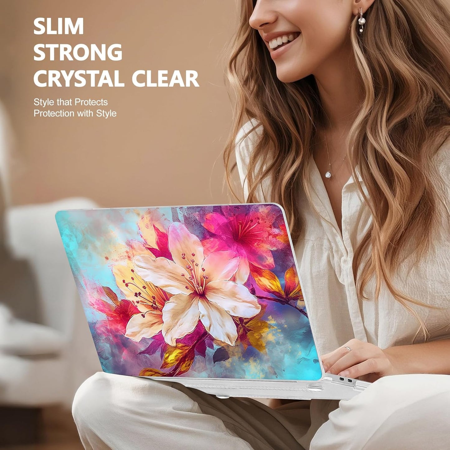 May Chen for New MacBook Pro 13 Case 2022 2020 Release (A2338 M1 M2/A2289/A2251), Plastic Crystal Hard Shell Case Cover with Keyboard Cover for MacBook Pro 13-inch Touch Bar, Watercolor Floral