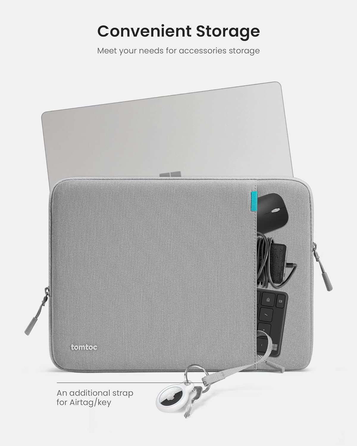 tomtoc 360 Protective Laptop Sleeve for 13-inch New Surface Pro 11th, Copilot+PC 2024, Surface Pro 10/9/8/X with Signature Keyboard/X Keyboard, Shockproof Water-Resistant Notebook Surface Case Bag