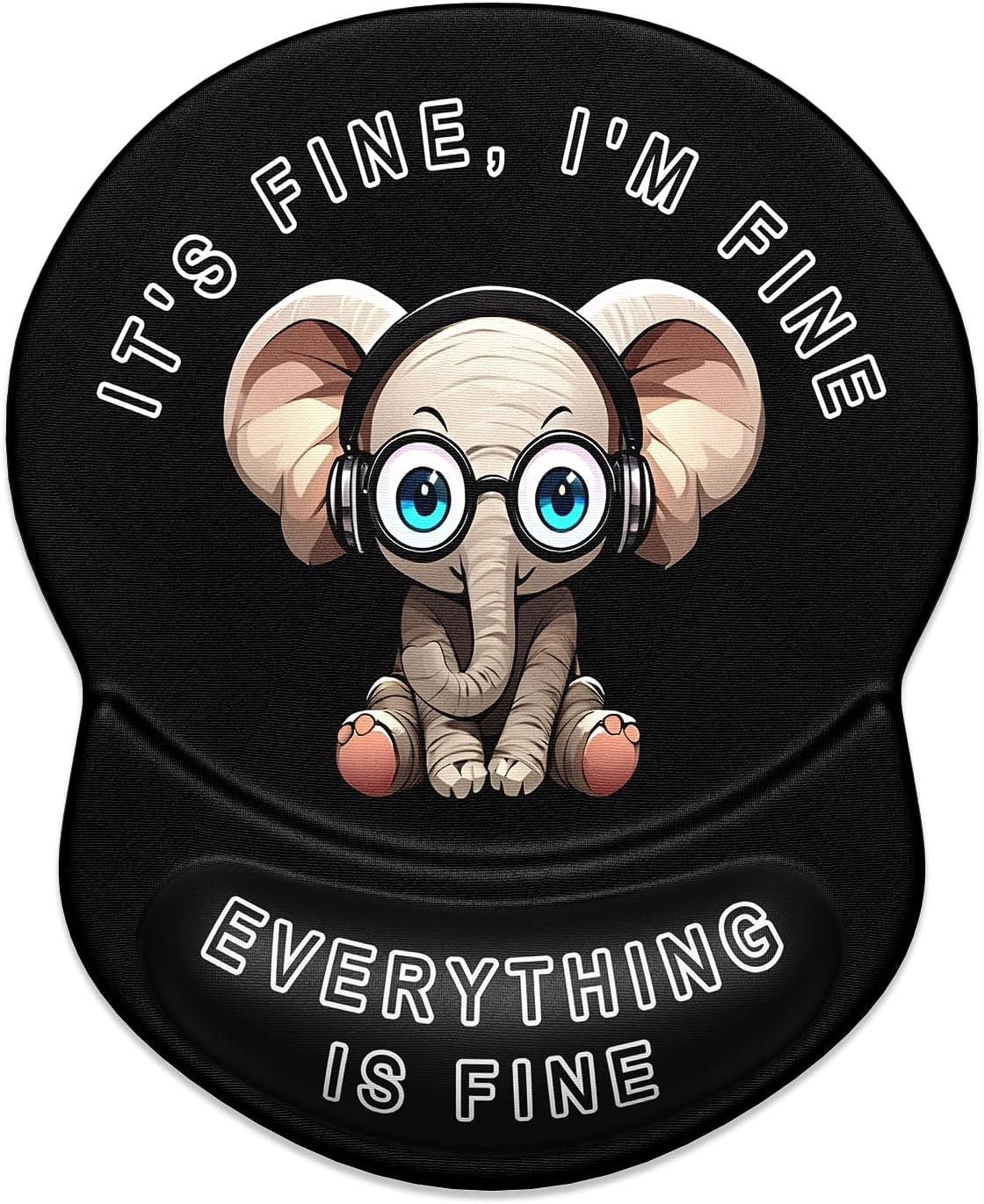 ITNRSIIET Ergonomic Mouse Pad with Gel Wrist Support Small Wrist Rest Smooth Surface Non-Slip PU Base Comfortable Office Supplies Pain Relief, 8.7 x 7.2 inches, Pretty Fine Elephant