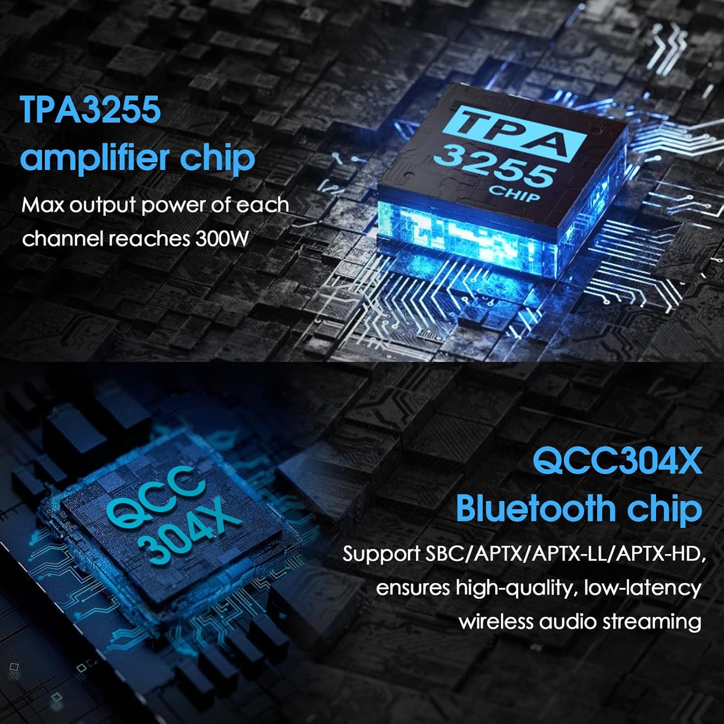 Douk Audio 2 Channel TPA3255 Bluetooth Amplifier 300W x2, Turntable Phono Amp with VU Meter, Treble Bass Control for MM Record Players, Home Theater Speakers (ST-01 Plus)