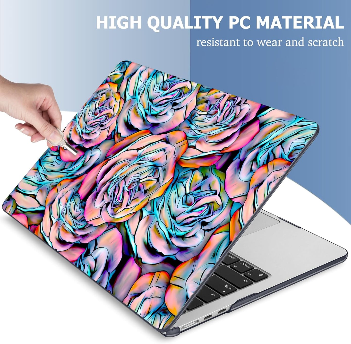 Mektron Compatible with M4 MacBook Air 15 inch Case 2025 A3241 2024 2023 M3 A3114 A2941 M2 Liquid Retina Display Touch ID, Plastic Hard Case & Keyboard Skin & Screen Protector - Roses Succulents