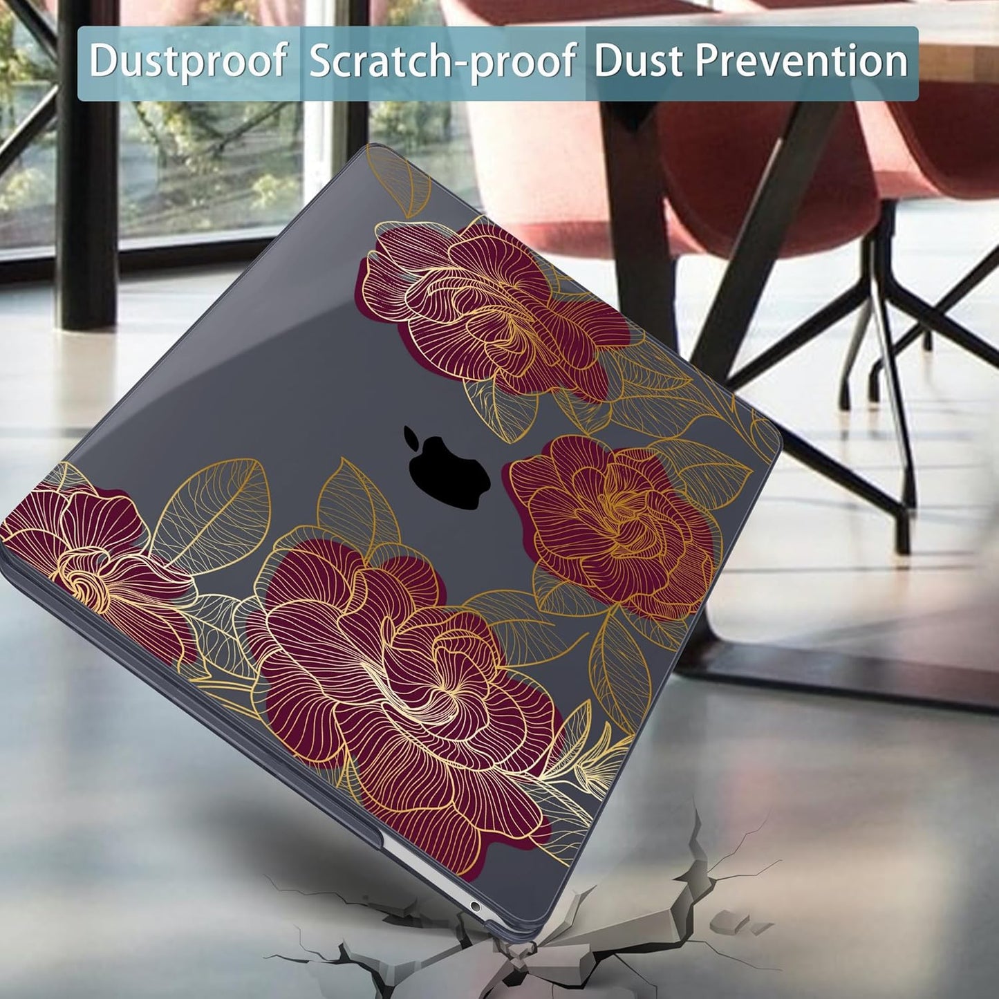 Mektron for MacBook Pro 13-inch Case 2022 2021 2020 Release A2338 M2 M1 A2289 A2251, Printed Plastic Hard Shell Cover for New MacBook Pro 13.3-inch Touch Bar Fits Touch ID，A-Golden Rose