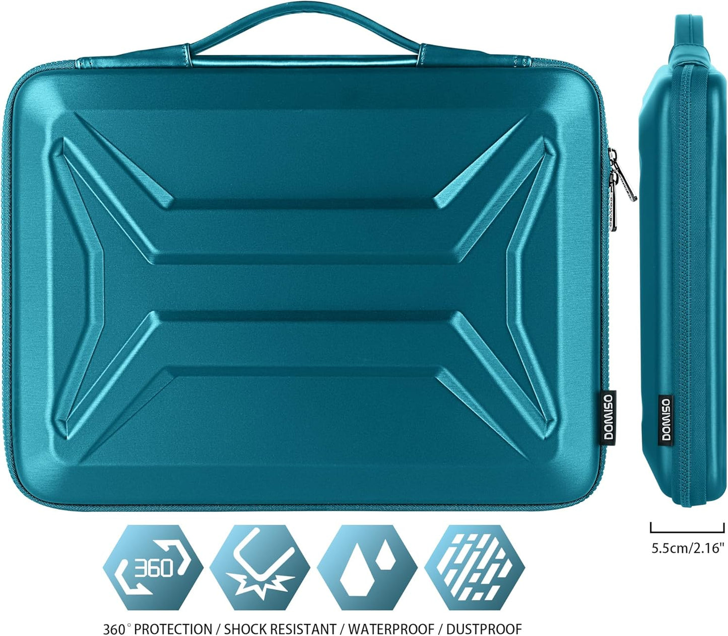 DOMISO 17 Inch Laptop Case Rugged Sleeve Waterproof Hard Shell Protective Cover Fits Most 17-17.3" Laptops/Dell XPS 17 / HP Envy 17 (Teal)