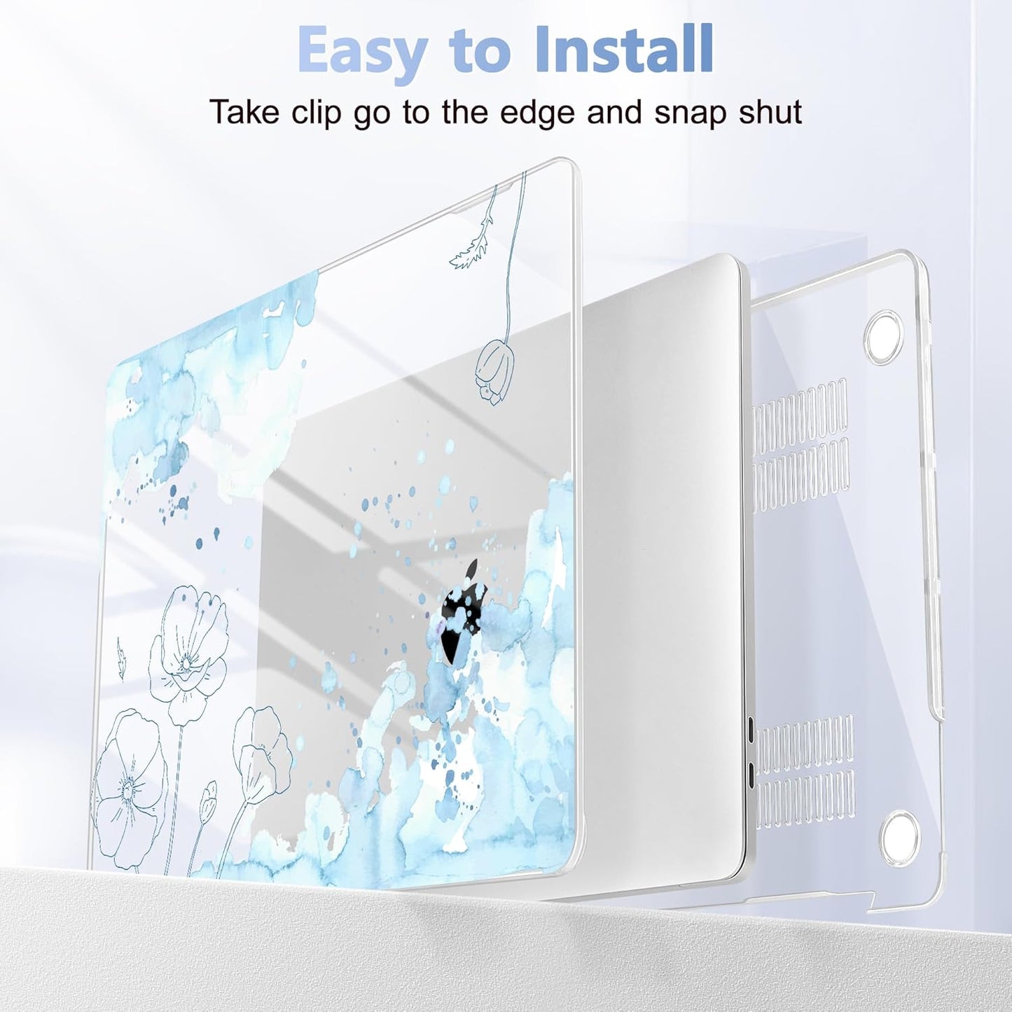 Case for MacBook Pro 13 inch with/Without Touch Bar (2016-2022, M2 A2338 M1 A2289 A2251 A2159 A1989 A1706 A1708), Hard Shell + Keyboard Cover + Dust Plug, Abstract Floral