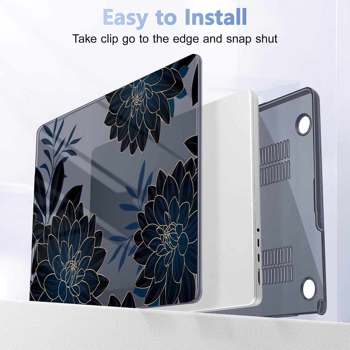 for MacBook Pro 16 inch Case 2021 2022 2023 2024 Release A3186 A3403 M4 A2991 M3 A2780 M2 A2485 M1 Pro/Max, Hard Shell Case with Screen Protector & Keyboard Cover, Flower Dahlia