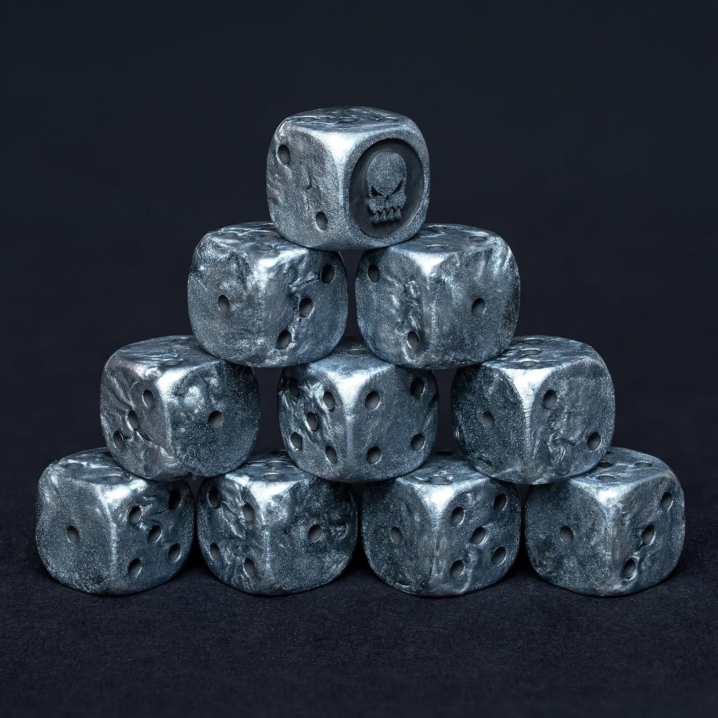 D6 Dice Set – 10× Six-Sided Resin Dice with Themed Designs – 16mm Tabletop for Wargames, RPGs, MTG, and Board Games (A-Solo Dice, WarSkull Dice Set)