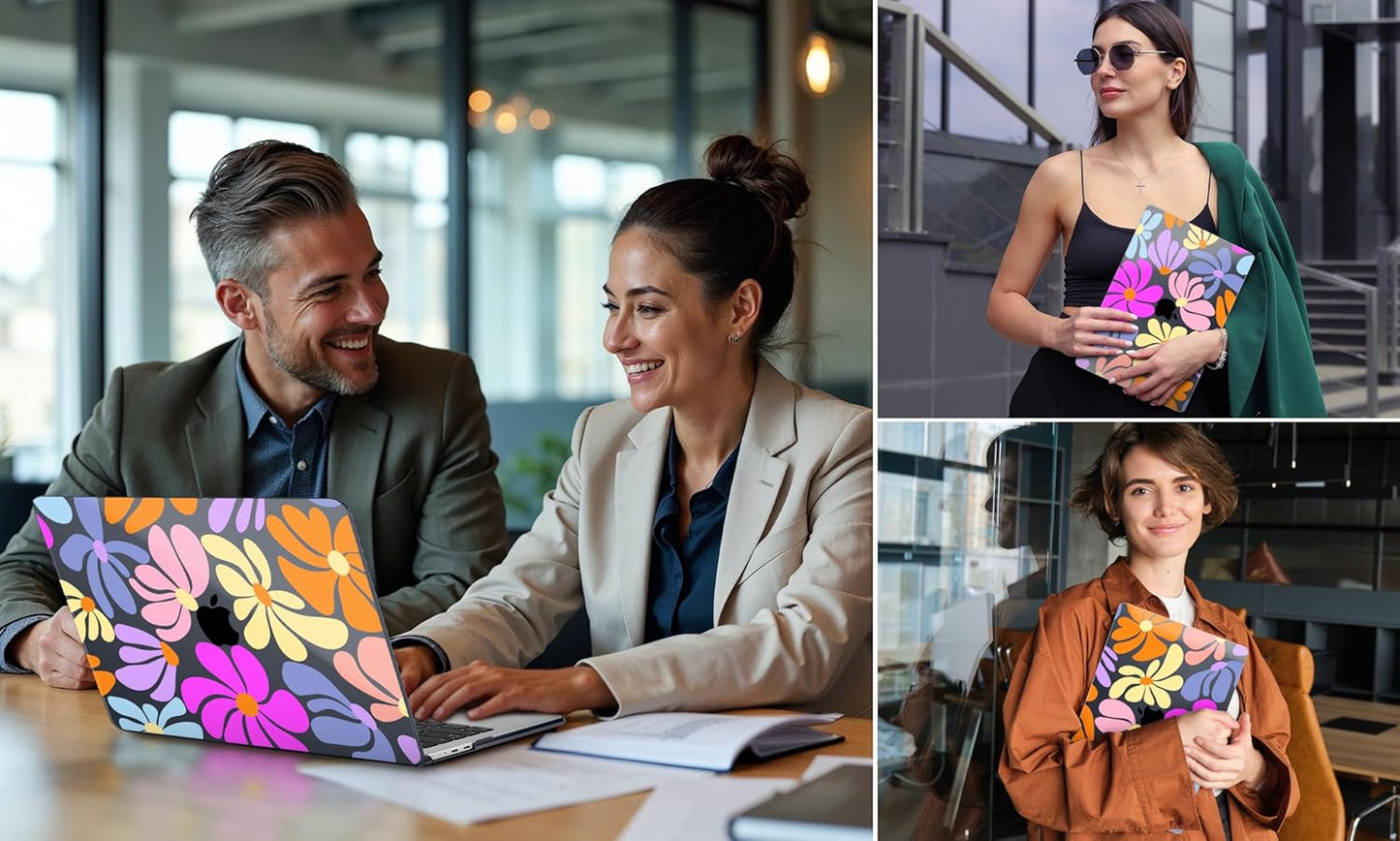 DONGKE for M4 MacBook Pro 16 Inch Case 2024 2023 2021 A3403 A3186 M3 A2991 M2 A2780 M1 A2485 Pro/Max Chip, Plastic Hard Shell Case & Keyboard Cover for Mac Pro 16 with Touch ID, Power Flowers