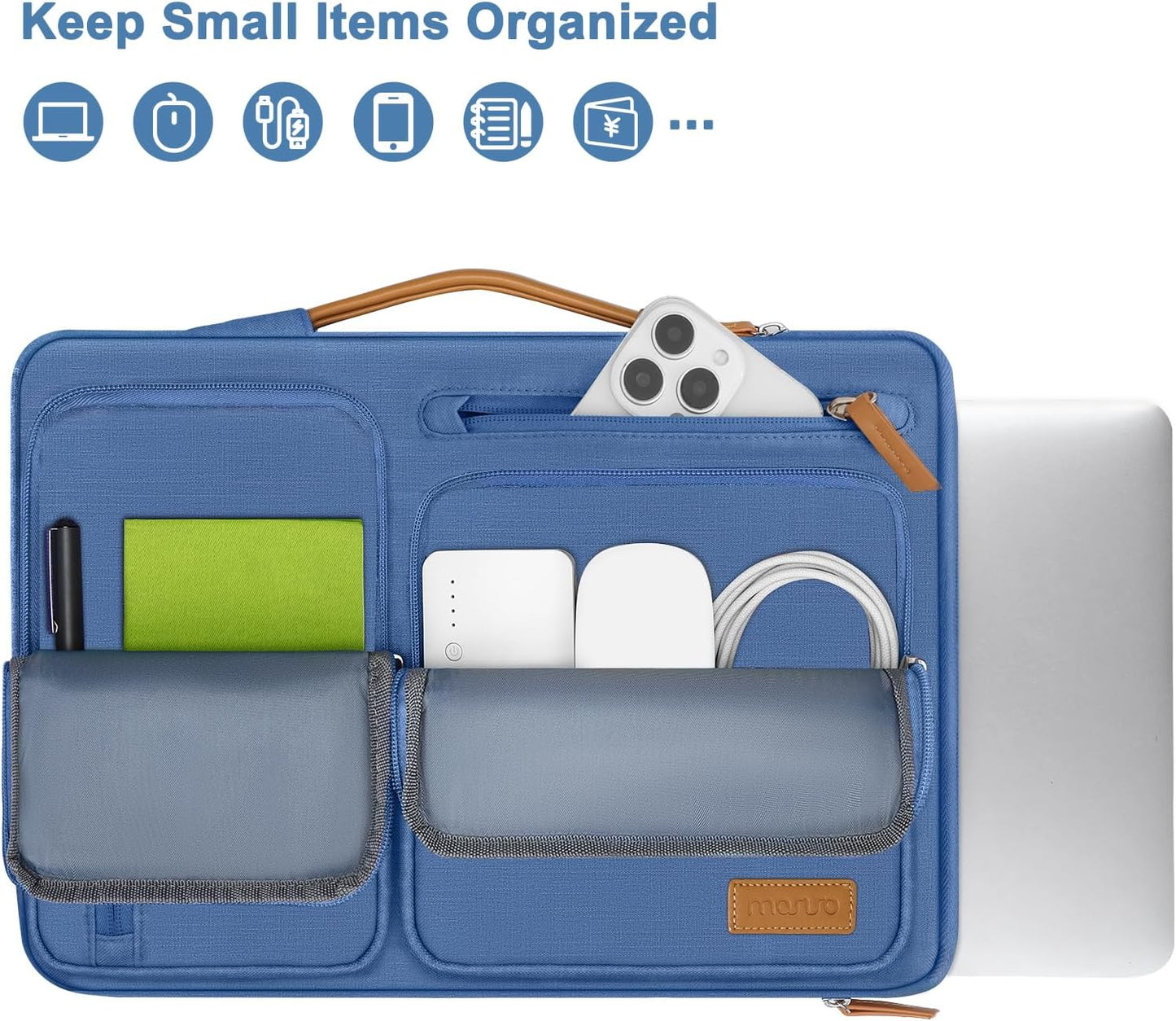 MOSISO 360 Protective Laptop Case 13.3 inch, 13-13.3 inch Laptop Sleeve Compatible with MacBook Air/Pro 13 / Pro 14,HP Dell Acer ASUS,Side Open Carrying Case with 4 Zipper Pockets&Handle, Cadet Blue