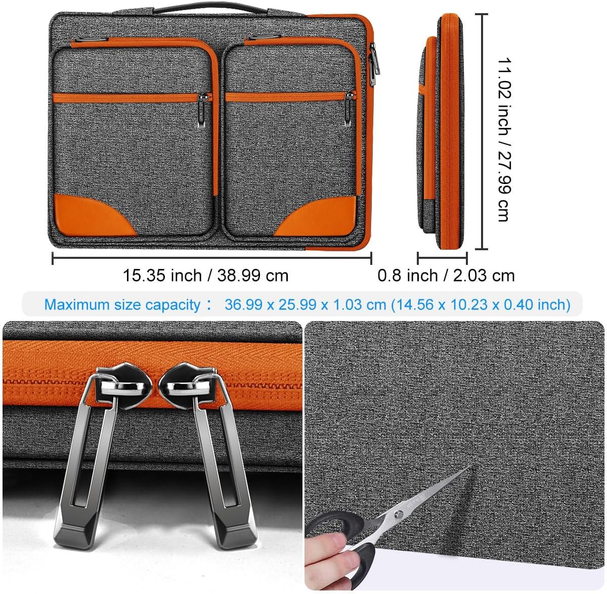 ZINZ Laptop Case 15 15.6 16 inches Sleeve Slim Briefcase Spill-Resistant Handbag for Most Popular 15" 15.6" 16" Notebooks，G01OG01